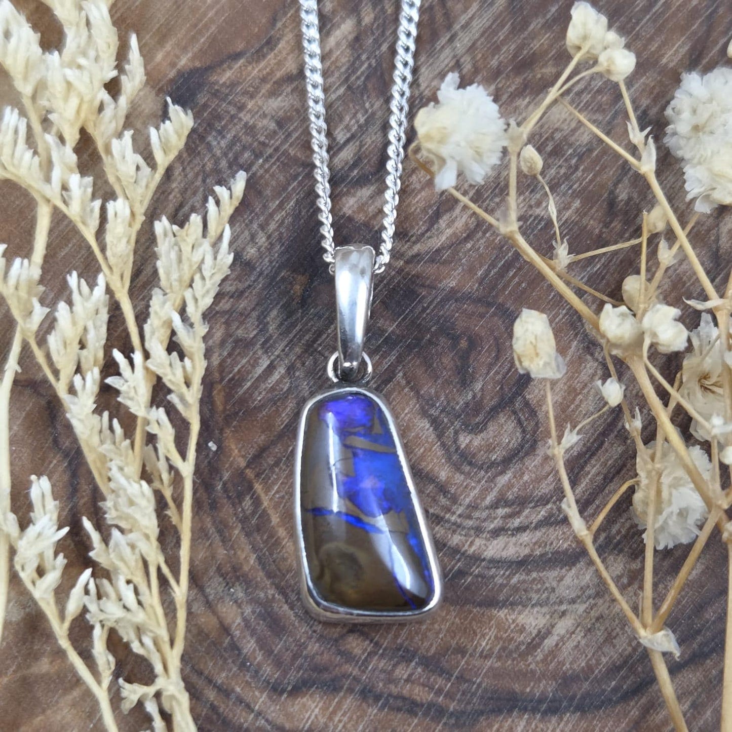 Australian Boulder Opal Pendant: Sterling Silver Gemstone, October Birthstone Jones Stones