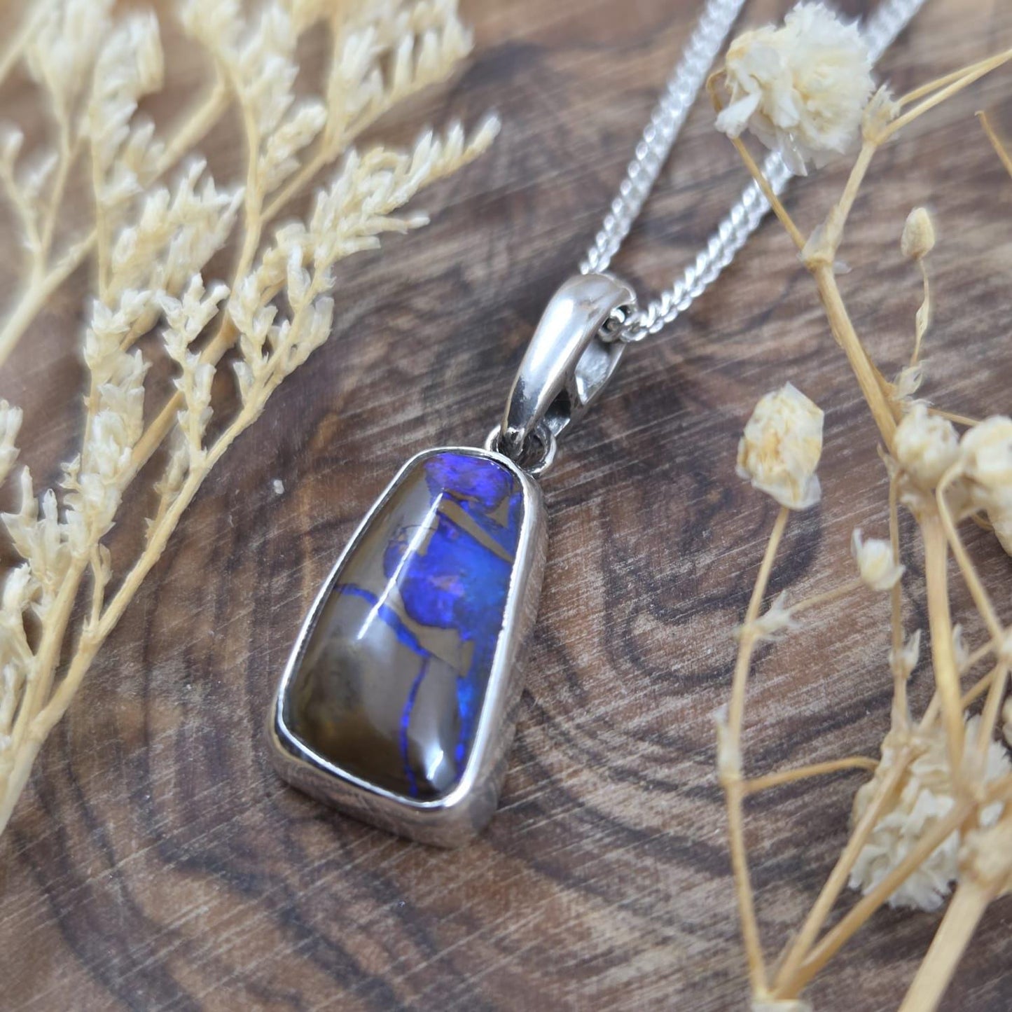 Australian Boulder Opal Pendant: Sterling Silver Gemstone, October Birthstone Jones Stones