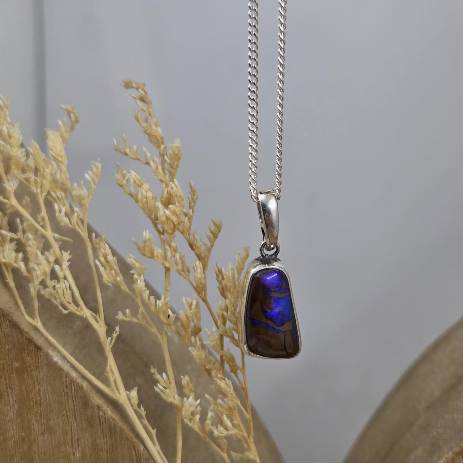 Australian Boulder Opal Pendant: Sterling Silver Gemstone, October Birthstone Jones Stones