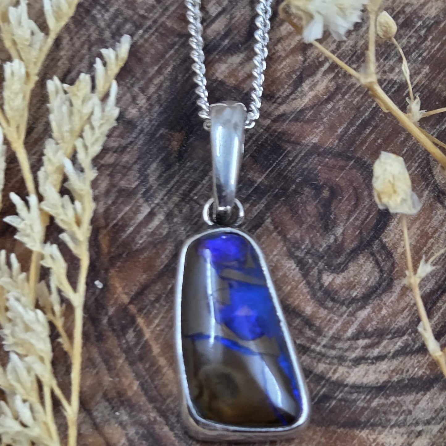 Australian Boulder Opal Pendant: Sterling Silver Gemstone, October Birthstone Jones Stones