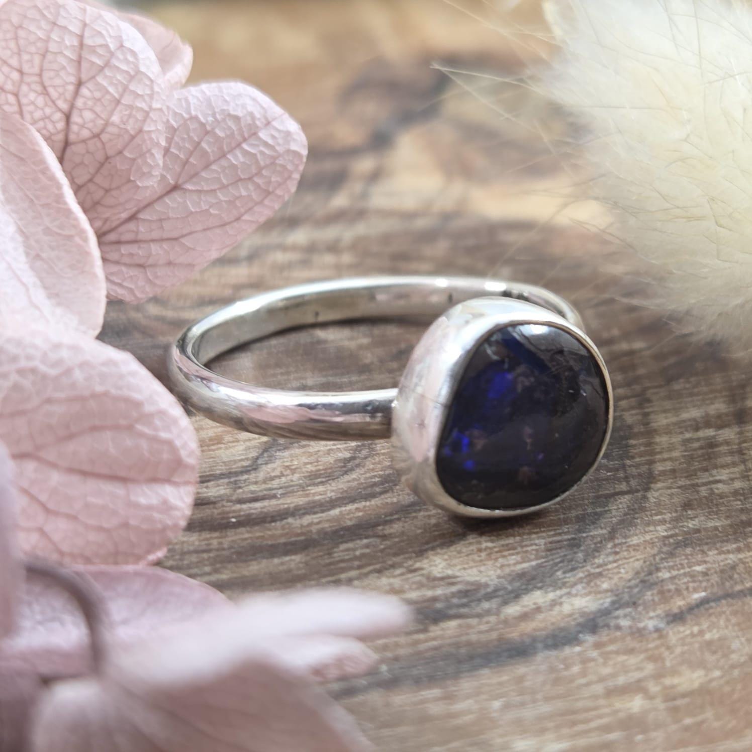 Australian Boulder Opal Sterling Silver Ring - Size P Jones Stones