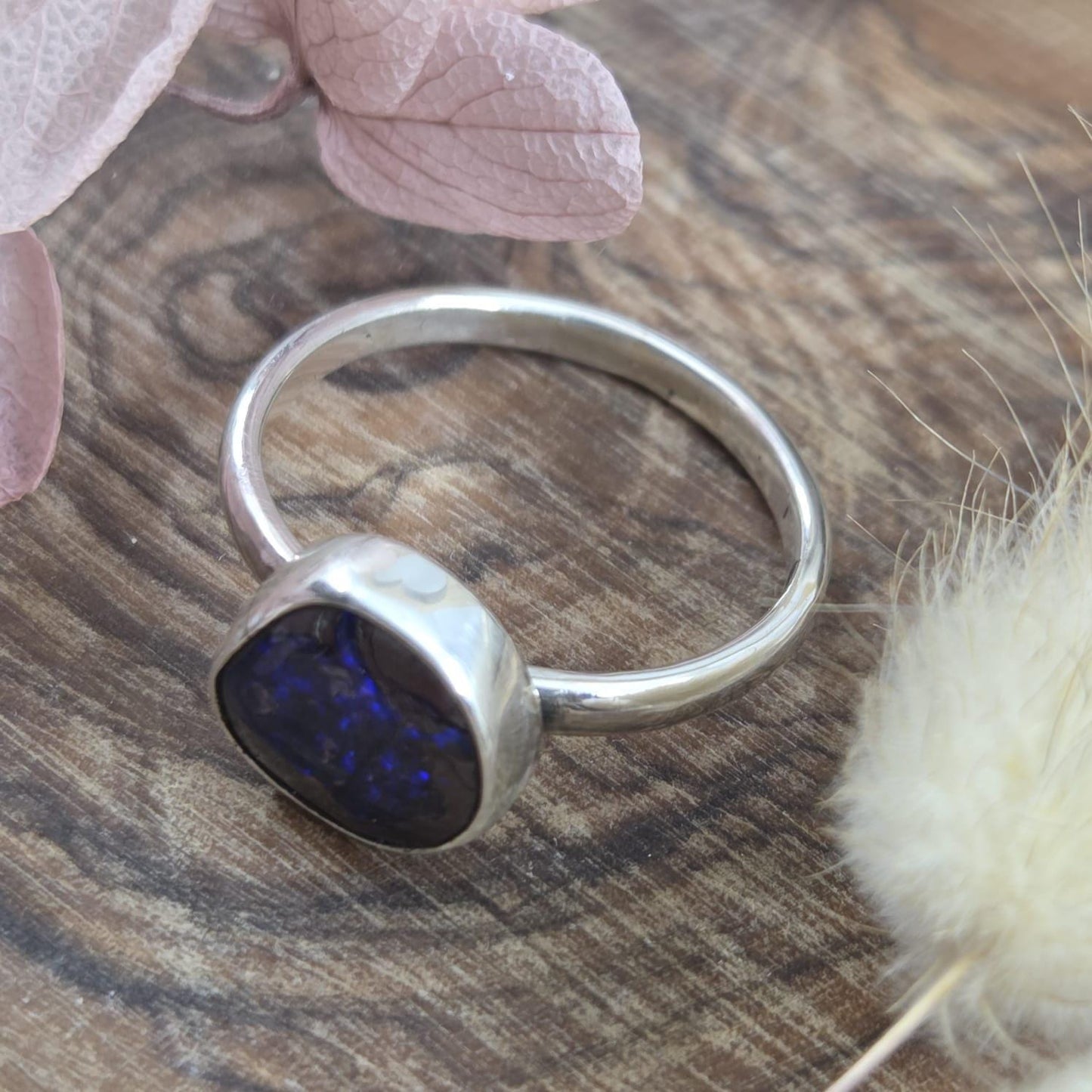 Australian Boulder Opal Sterling Silver Ring - Size P Jones Stones