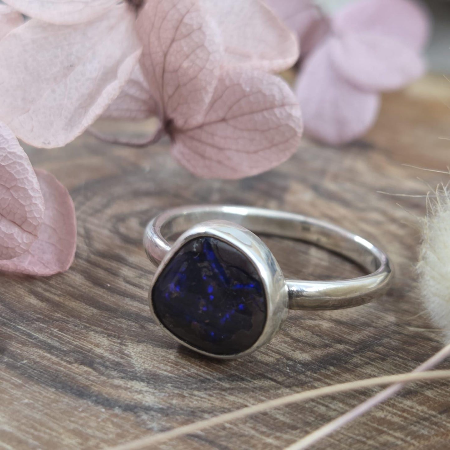 Australian Boulder Opal Sterling Silver Ring - Size P Jones Stones