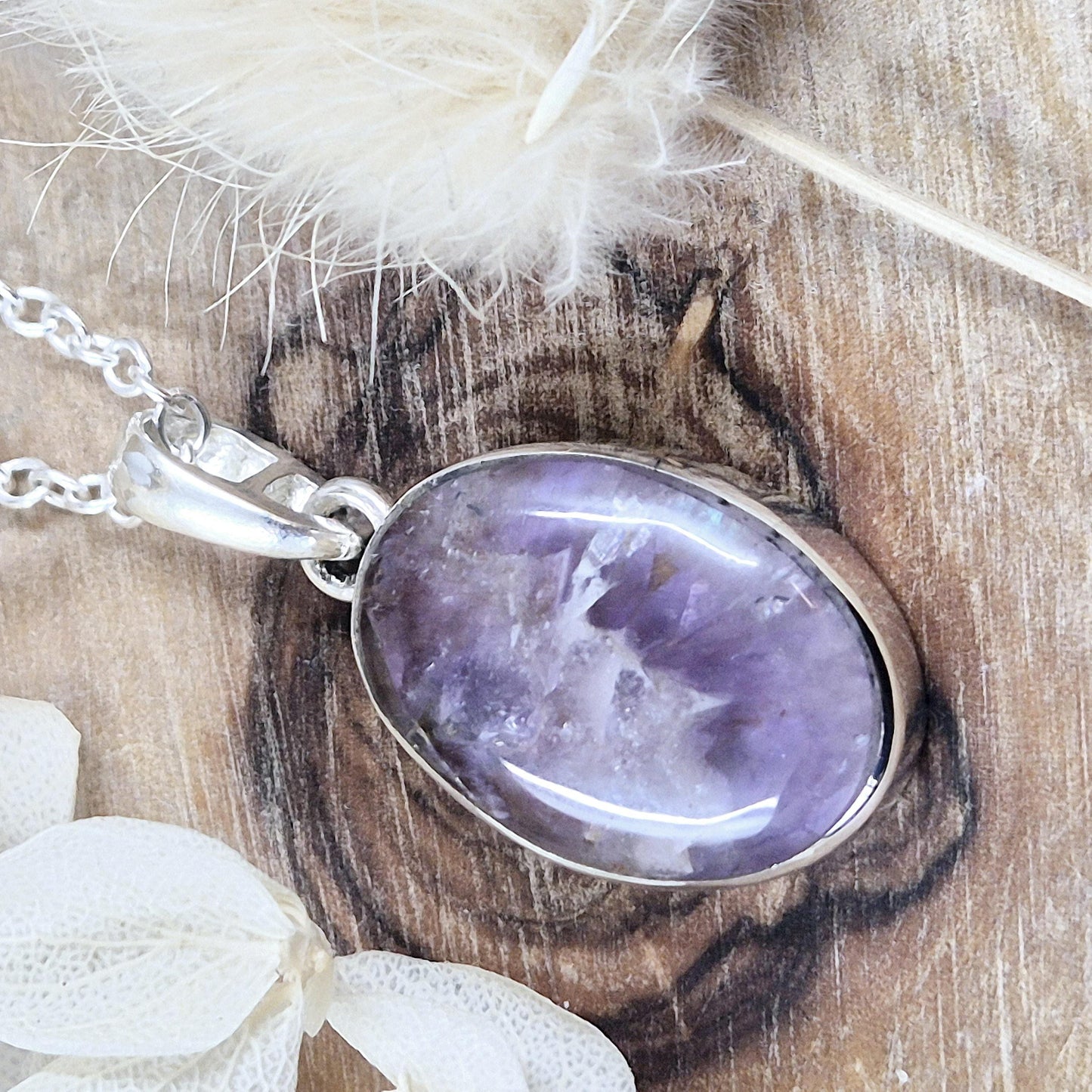 Sterling Silver Amethyst Pendant Oval Shape Jones Stones