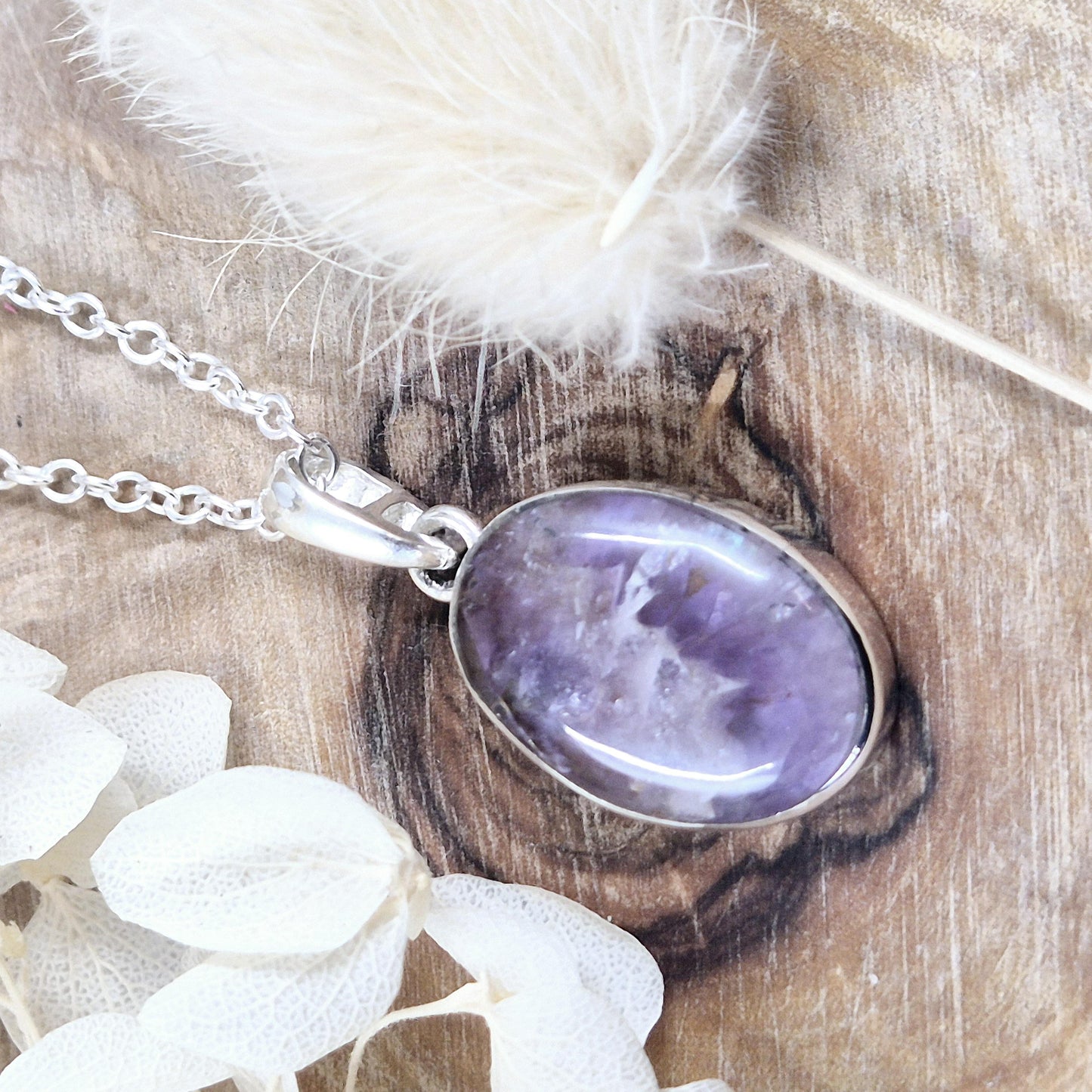 Sterling Silver Amethyst Pendant Oval Shape Jones Stones