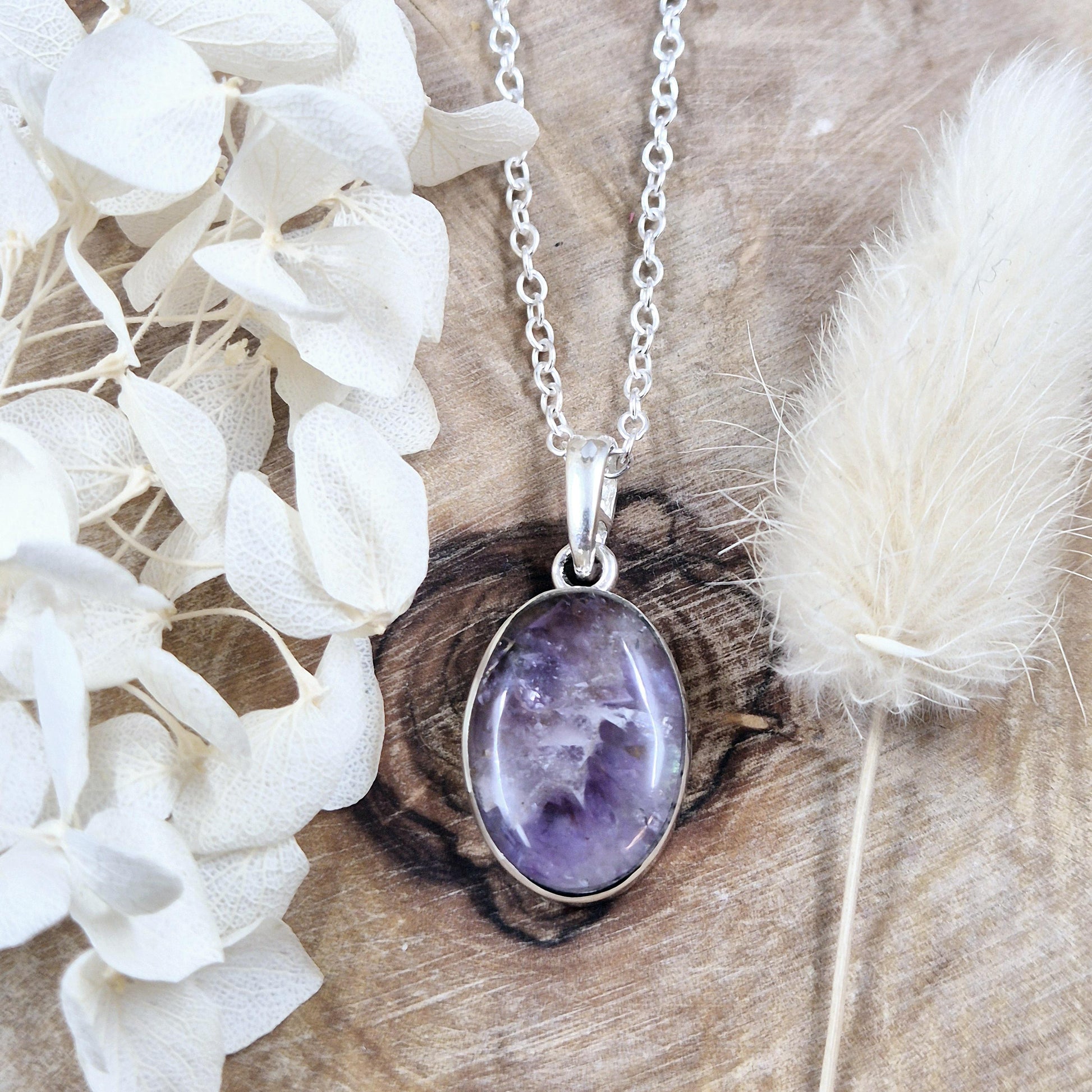 Sterling Silver Amethyst Pendant Oval Shape Jones Stones