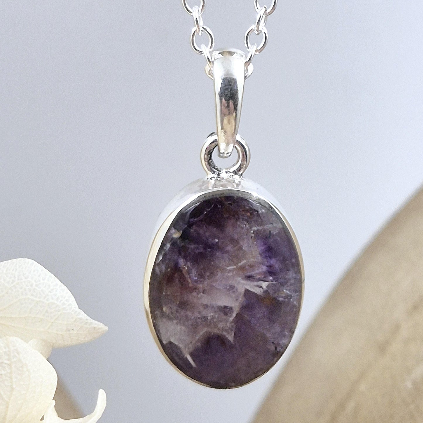 Sterling Silver Amethyst Pendant Oval Shape Jones Stones