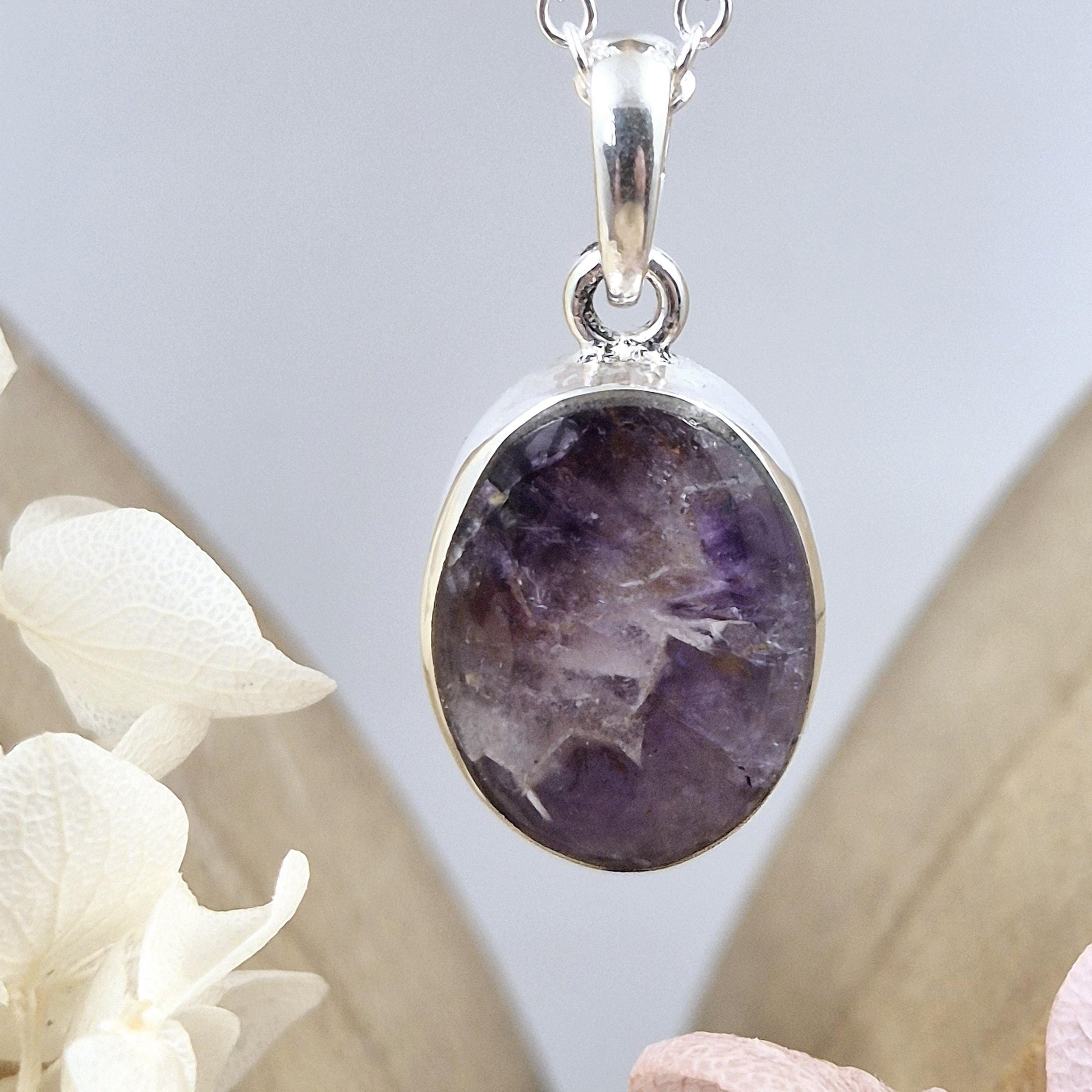 Sterling Silver Amethyst Pendant Oval Shape Jones Stones