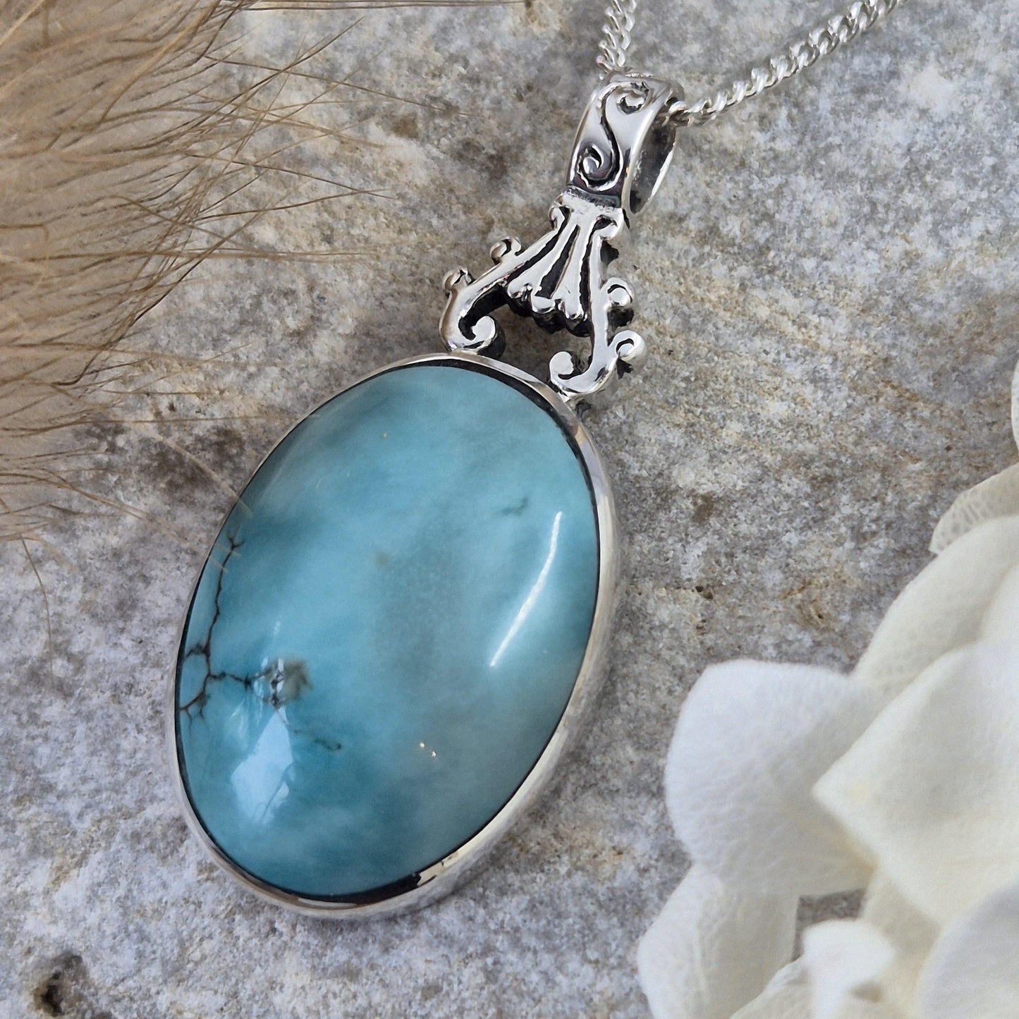 Handmade Turquoise Pendant: Sterling Silver Necklace, Derbyshire Jewellery Jones Stones
