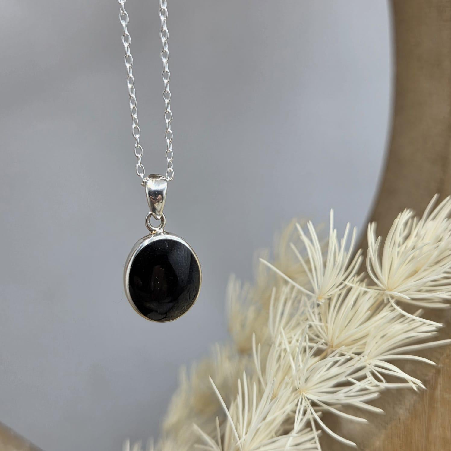 Handmade Whitby Jet Pendant: Sterling Silver Celtic Necklace Jones Stones