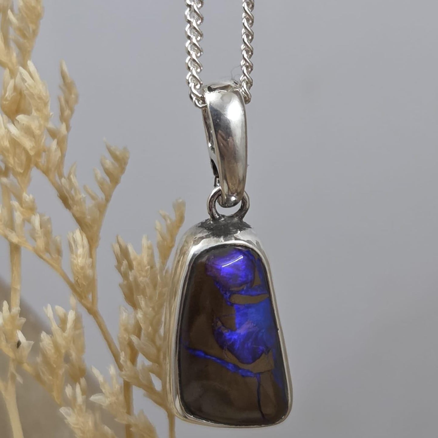 Australian Boulder Opal Pendant: Sterling Silver Gemstone, October Birthstone Jones Stones