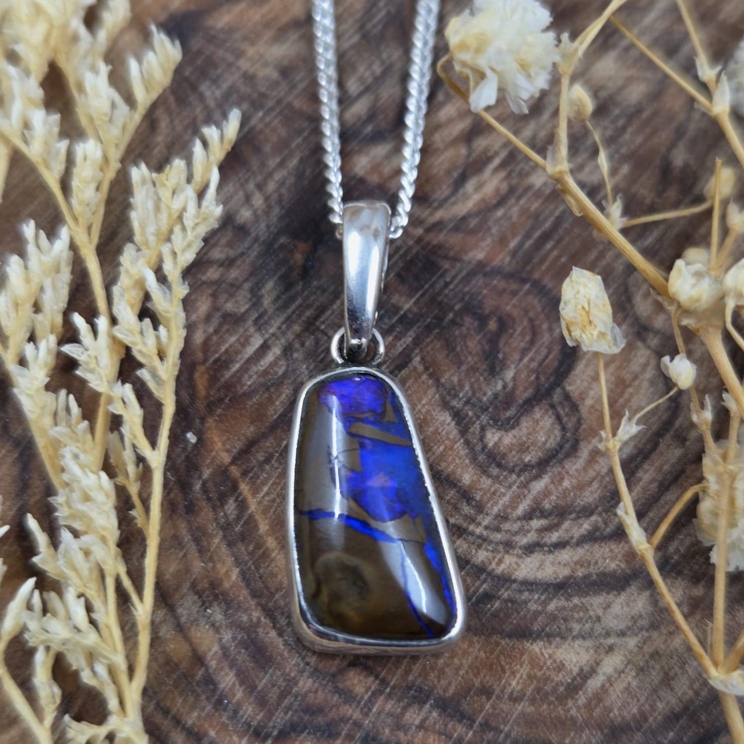 Australian Boulder Opal Pendant: Sterling Silver Gemstone, October Birthstone Jones Stones