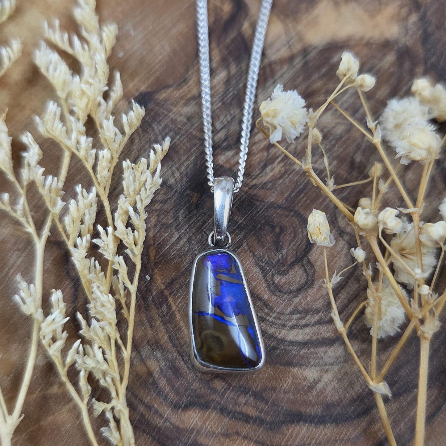 Australian Boulder Opal Pendant: Sterling Silver Gemstone, October Birthstone Jones Stones