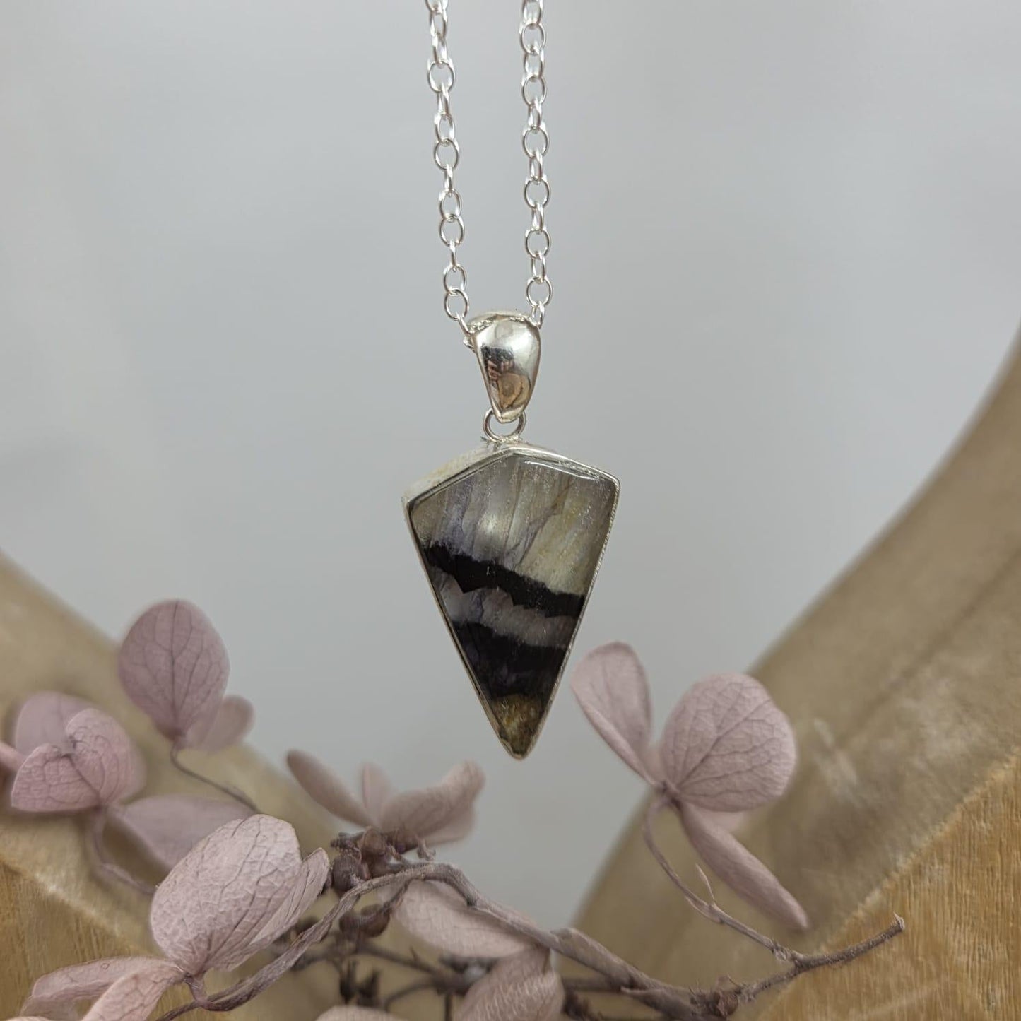 Blue John Pendant: Sterling Silver Derbyshire Fluorite Necklace Jones Stones