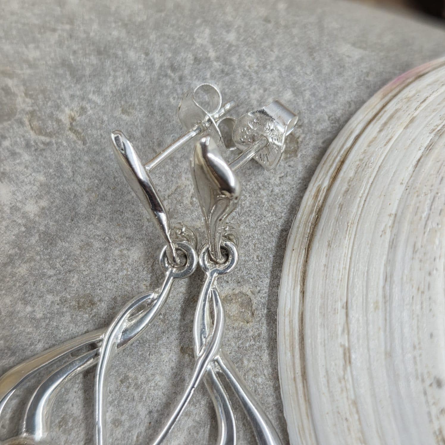 Handmade Whitby Jet Sterling Silver Drop Earrings Jones Stones