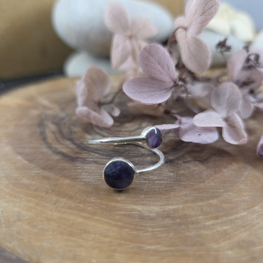 Sterling Silver Blue John Ring: Adjustable Derbyshire Spar Gemstone Jones Stones