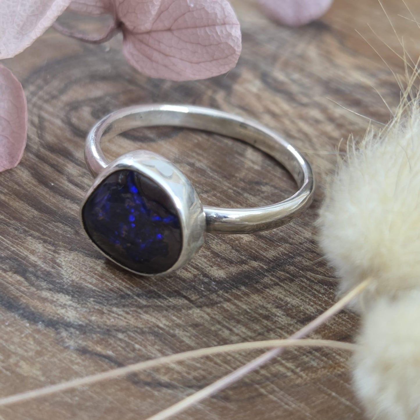 Australian Boulder Opal Sterling Silver Ring - Size P Jones Stones