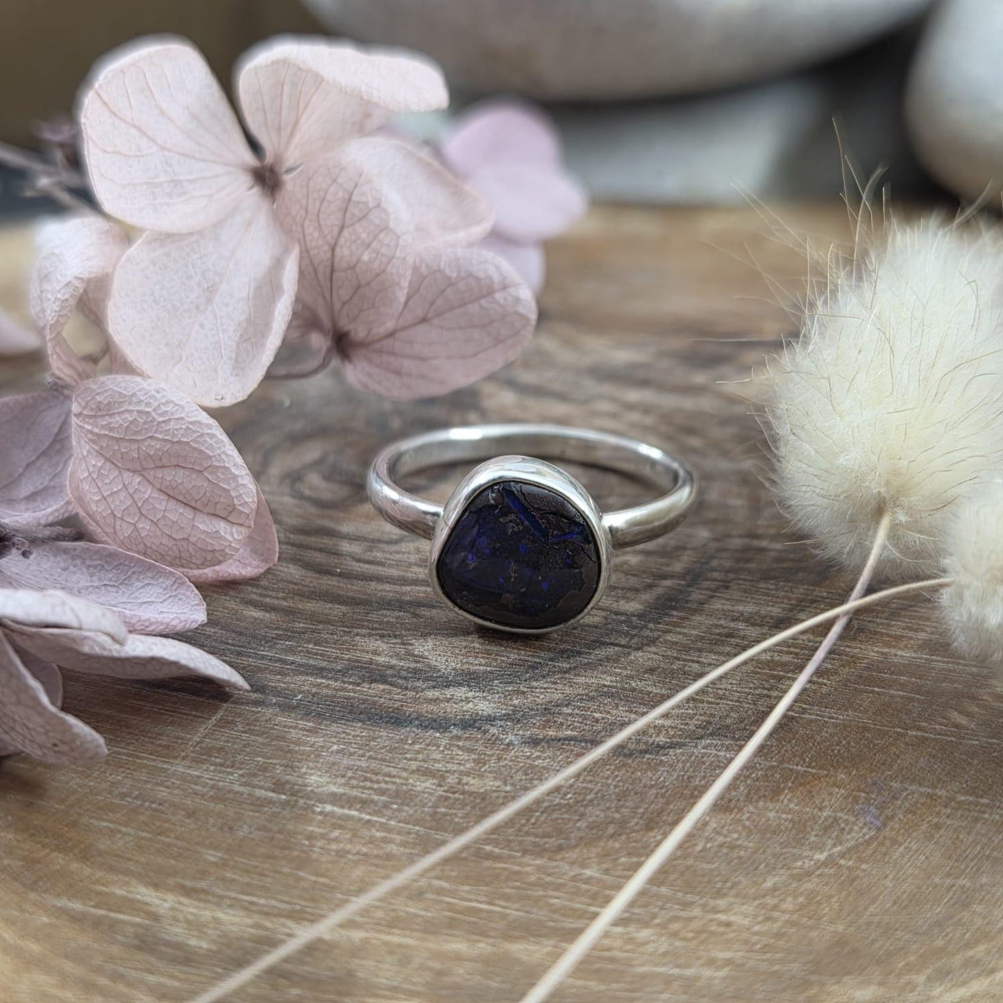 Australian Boulder Opal Sterling Silver Ring - Size P Jones Stones