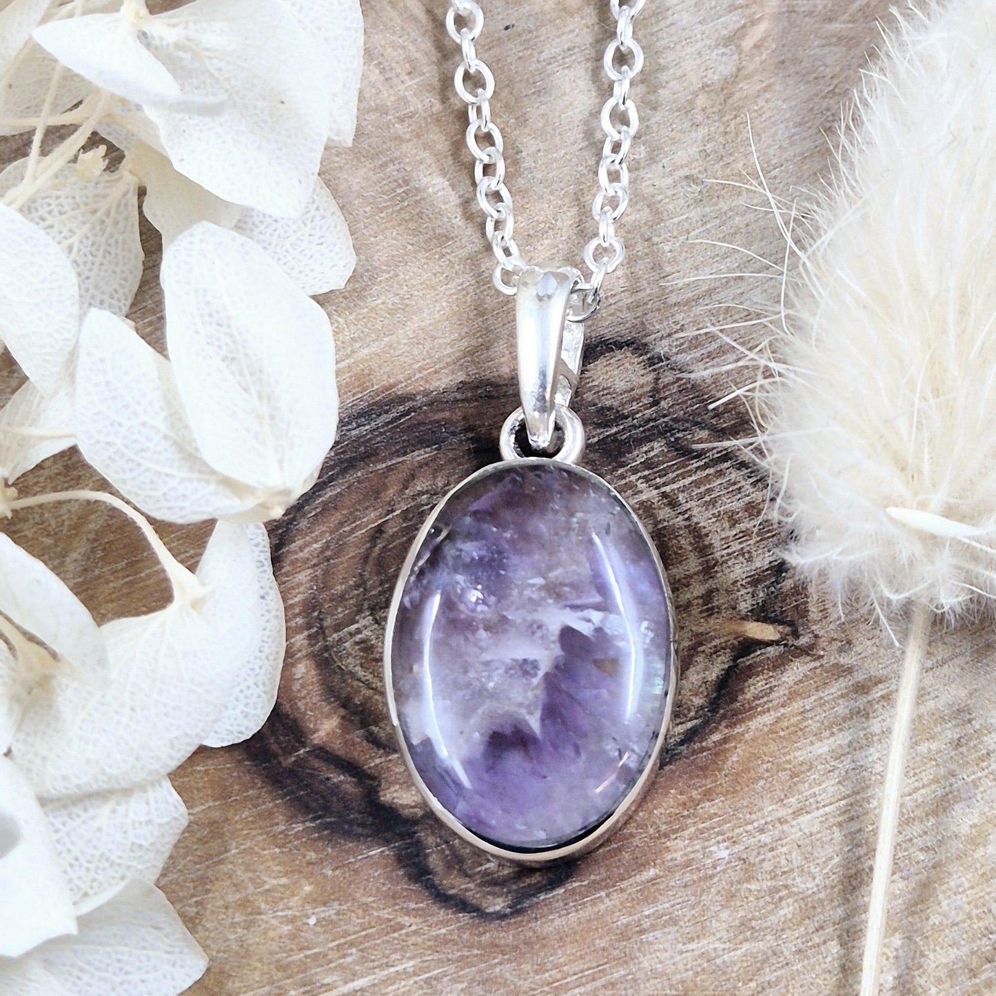 Sterling Silver Amethyst Pendant Oval Shape Jones Stones