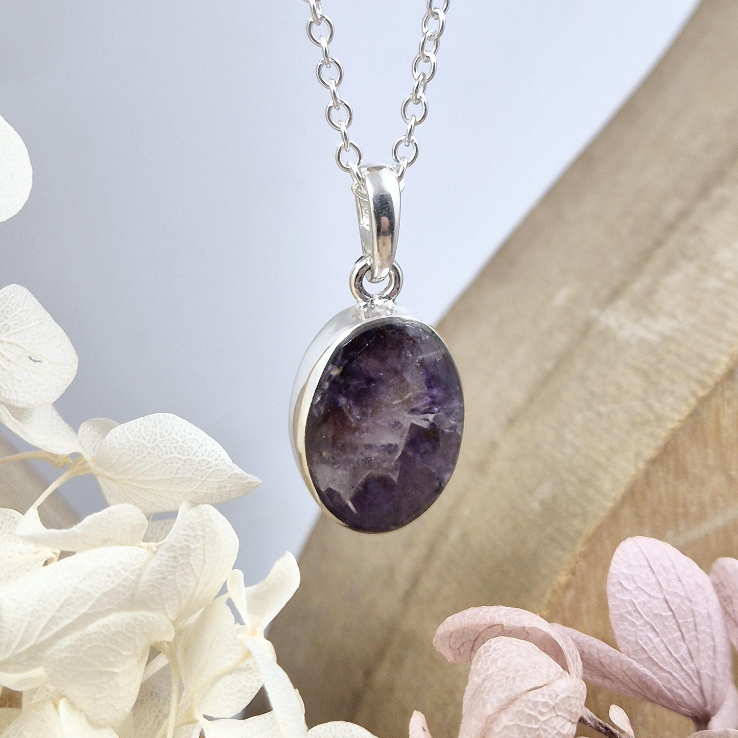 Sterling Silver Amethyst Pendant Oval Shape Jones Stones