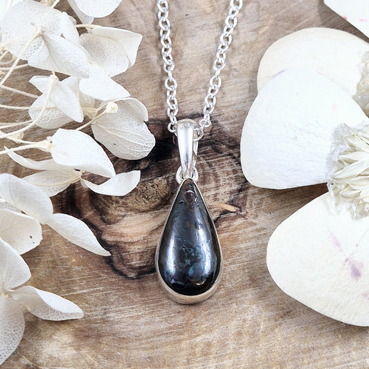 Teardrop Australian Boulder Opal Pendant: Sterling Silver Necklace Jones Stones