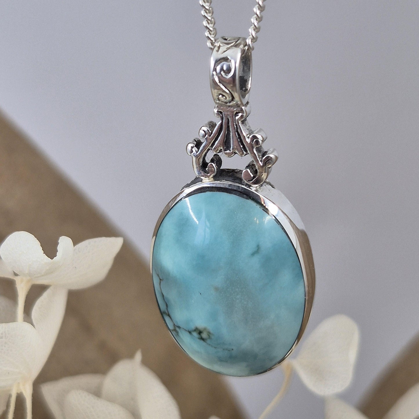 Handmade Turquoise Pendant: Sterling Silver Necklace, Derbyshire Jewellery Jones Stones