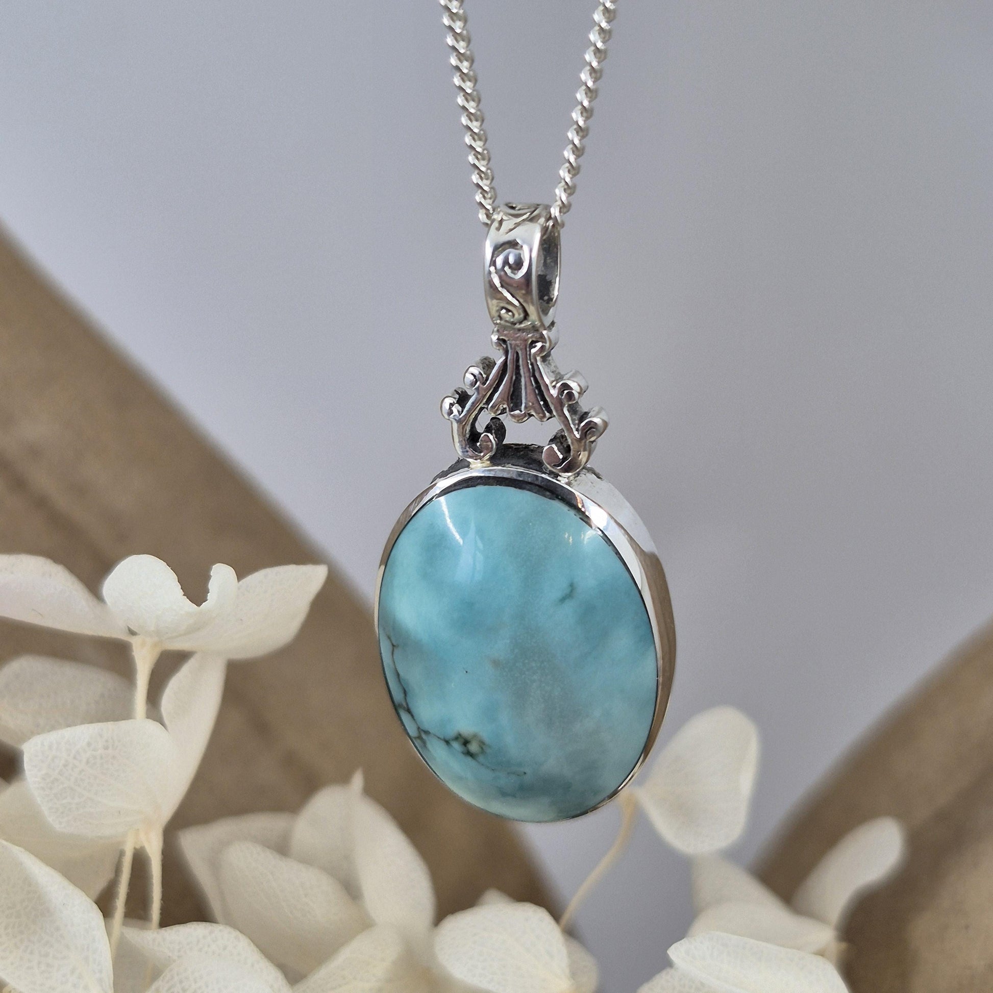 Handmade Turquoise Pendant: Sterling Silver Necklace, Derbyshire Jewellery Jones Stones