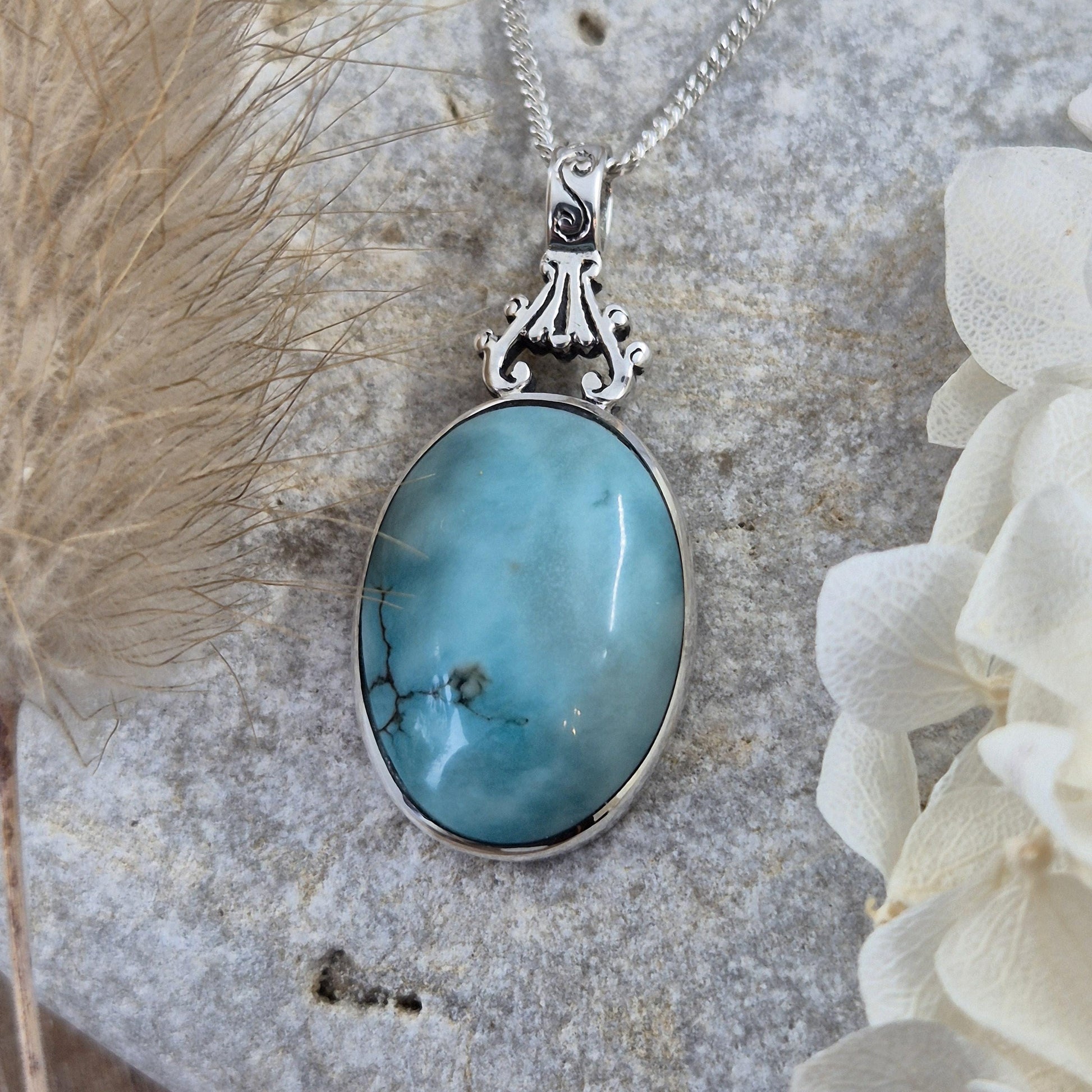 Handmade Turquoise Pendant: Sterling Silver Necklace, Derbyshire Jewellery Jones Stones