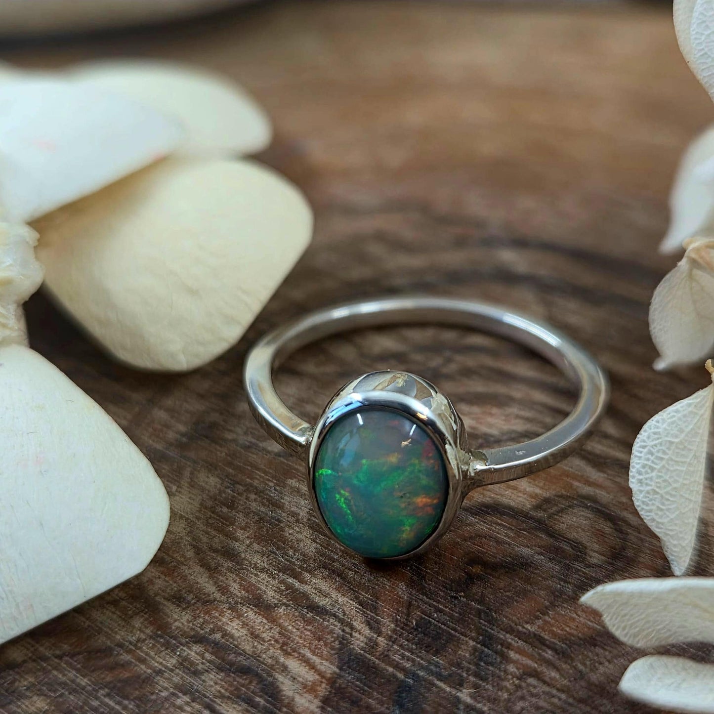 Welo Opal Sterling Silver Ring - Size P Jones Stones