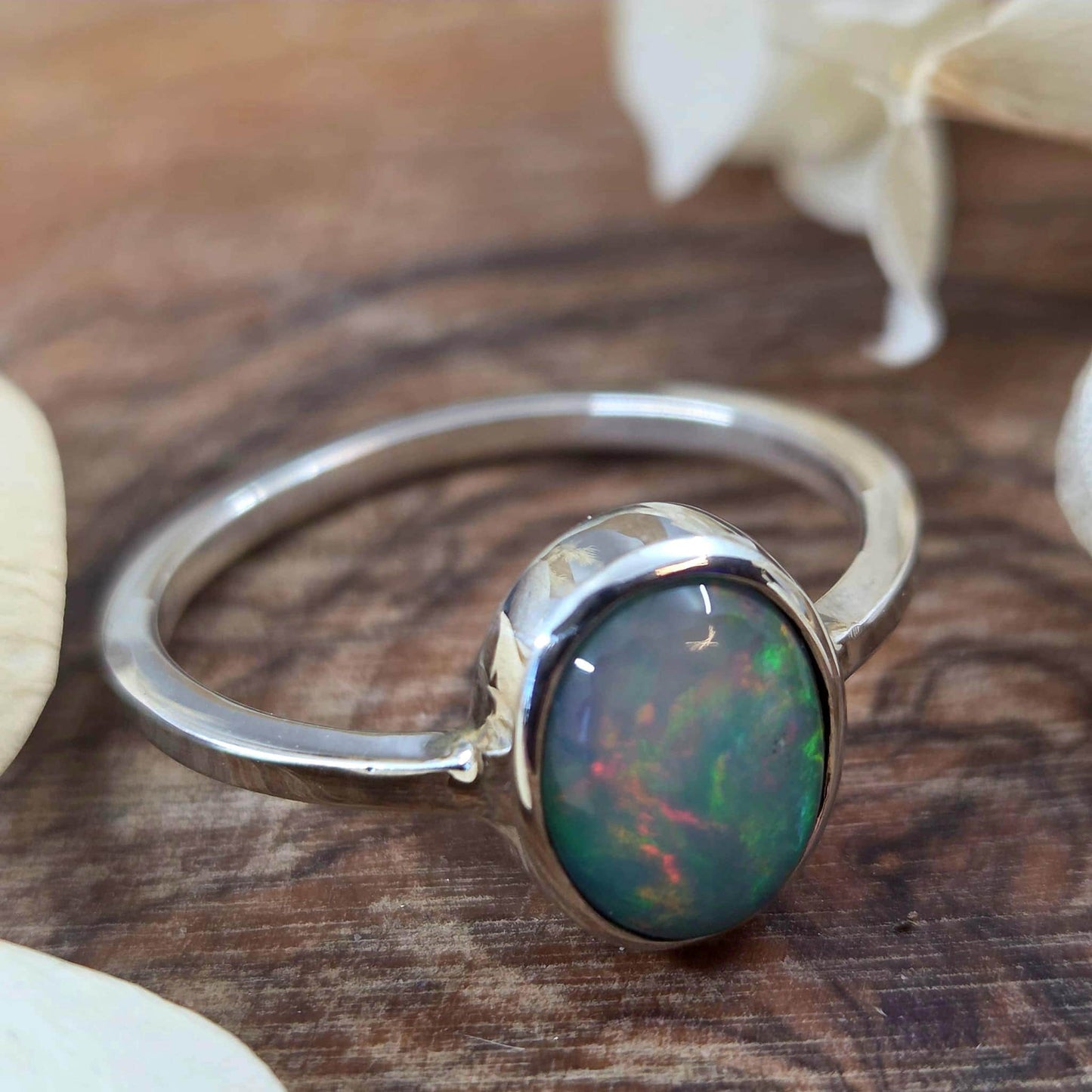 Welo Opal Sterling Silver Ring - Size P Jones Stones