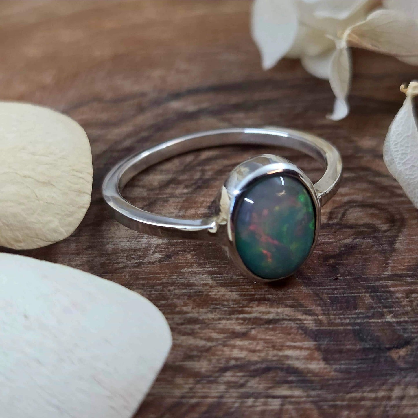 Welo Opal Sterling Silver Ring - Size P Jones Stones
