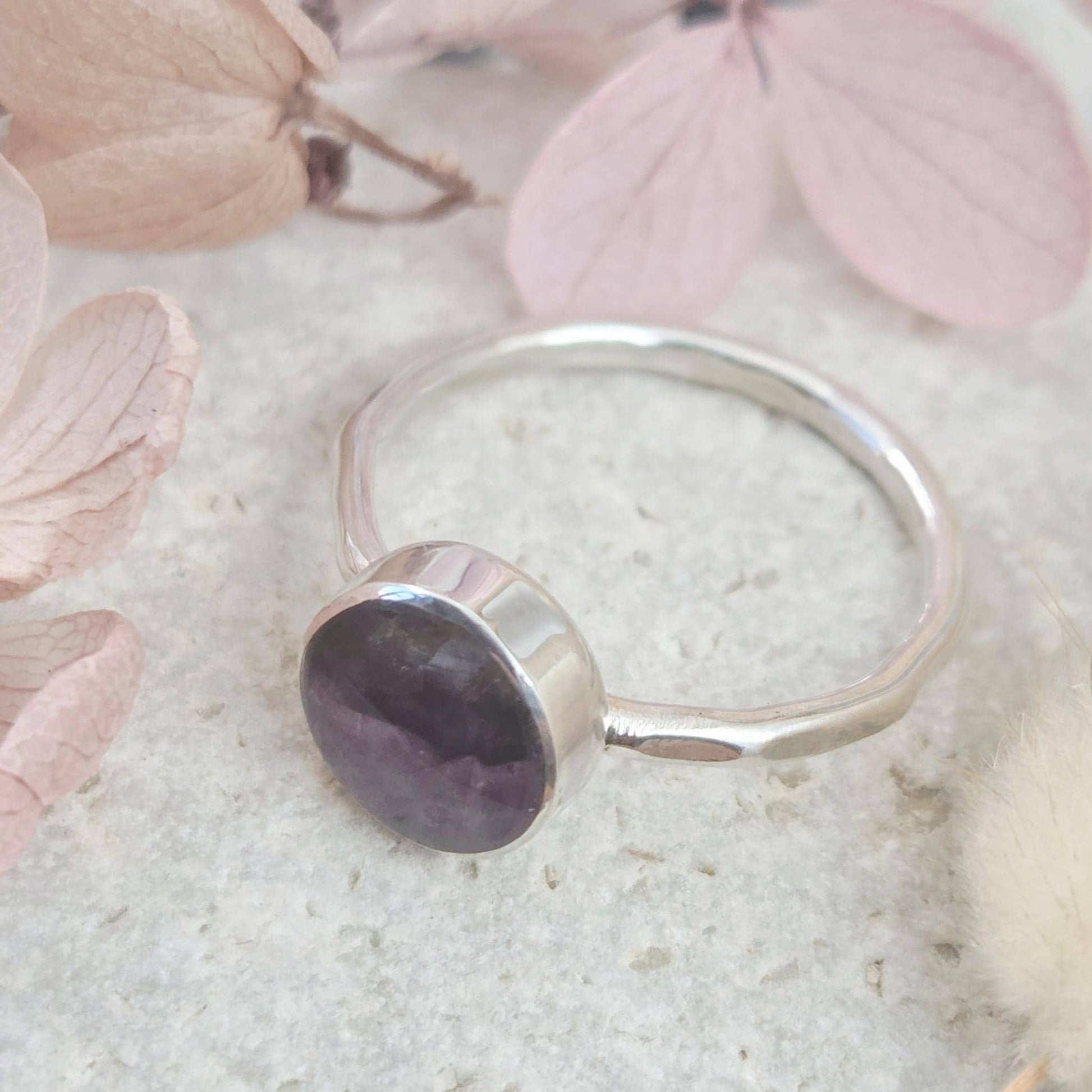 Sterling Silver Blue John Ring - Size P Jones Stones