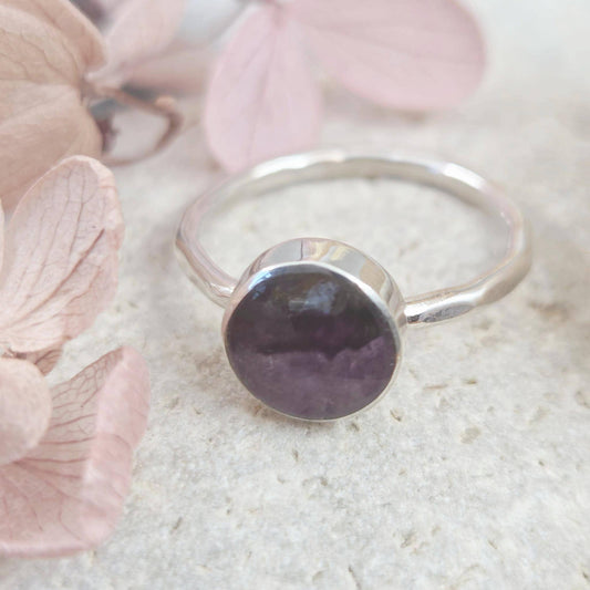 Sterling Silver Blue John Ring - Size P Jones Stones