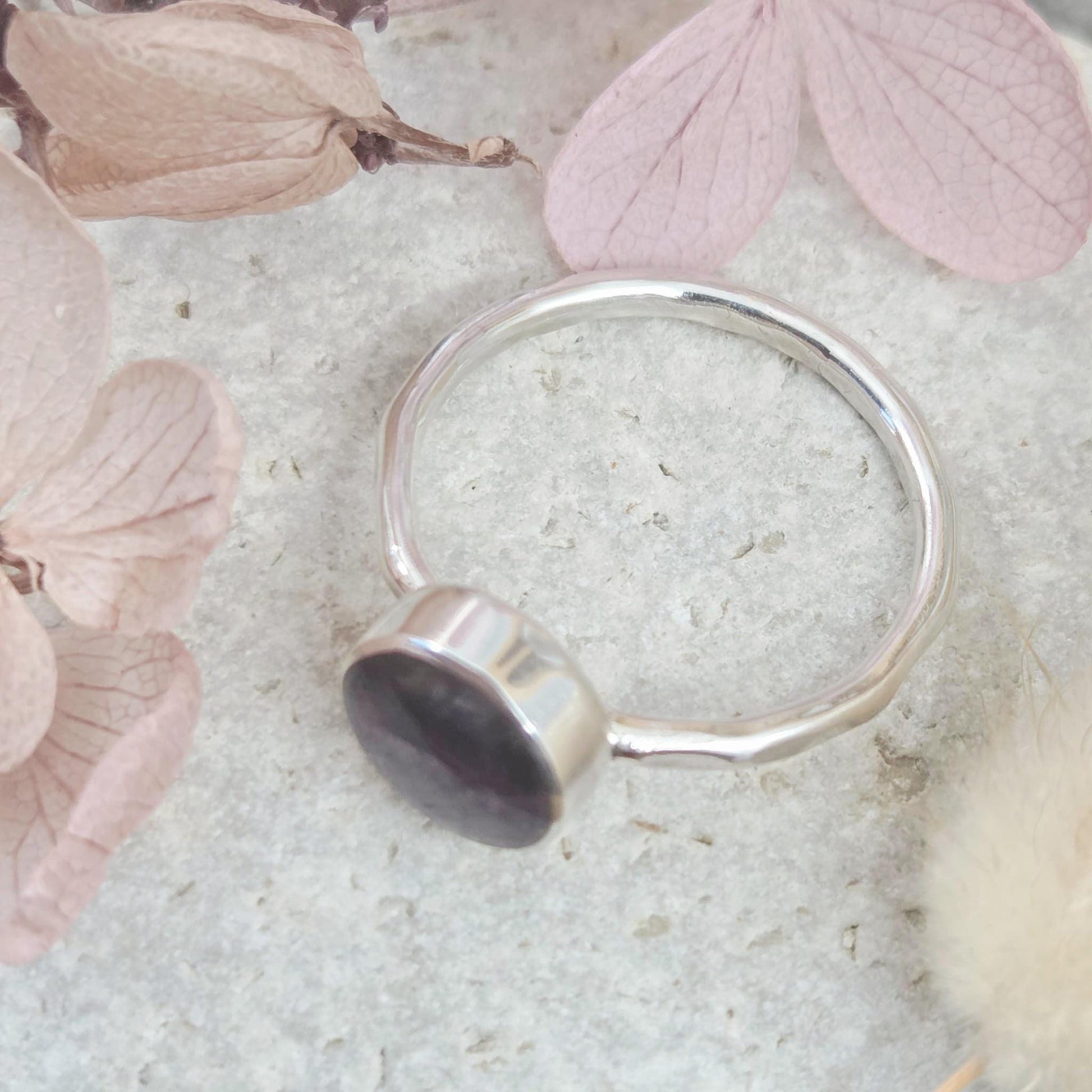 Sterling Silver Blue John Ring - Size P Jones Stones