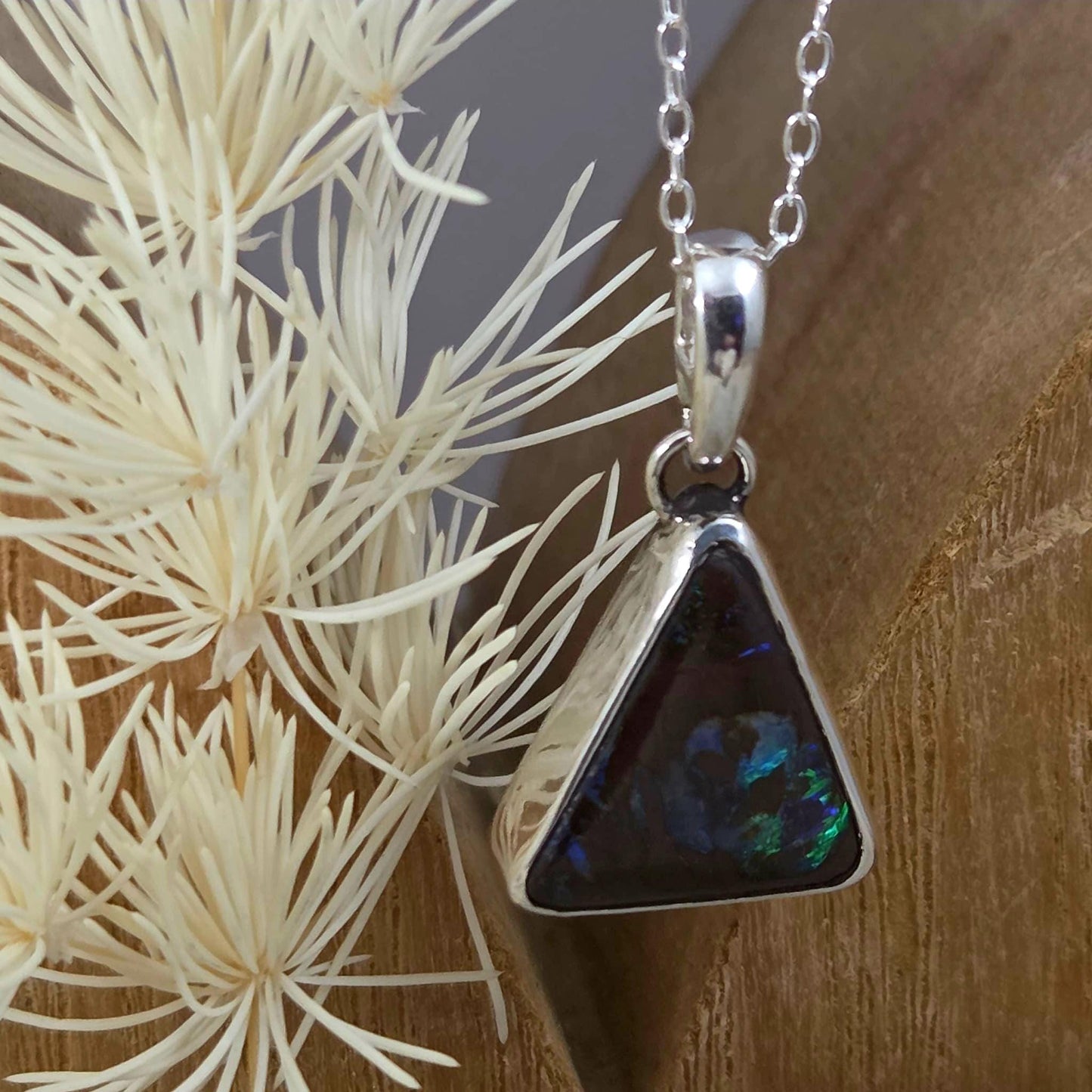 Australian Boulder Opal Pendant: Sterling Silver Gemstone, October Birthstone Jones Stones