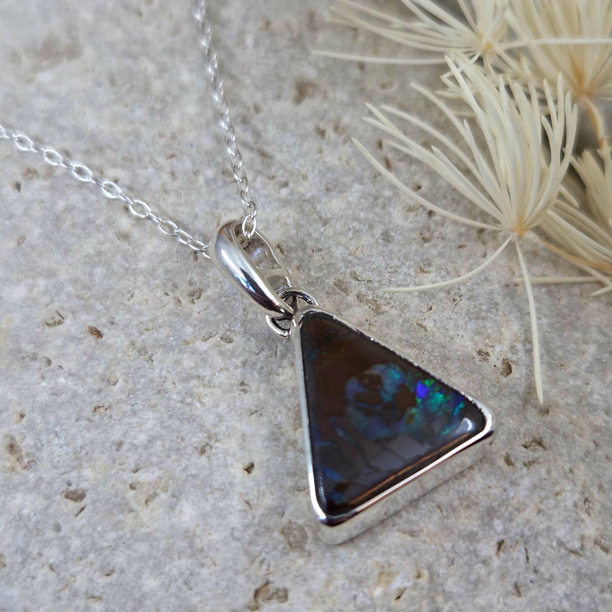 Australian Boulder Opal Pendant: Sterling Silver Gemstone, October Birthstone Jones Stones