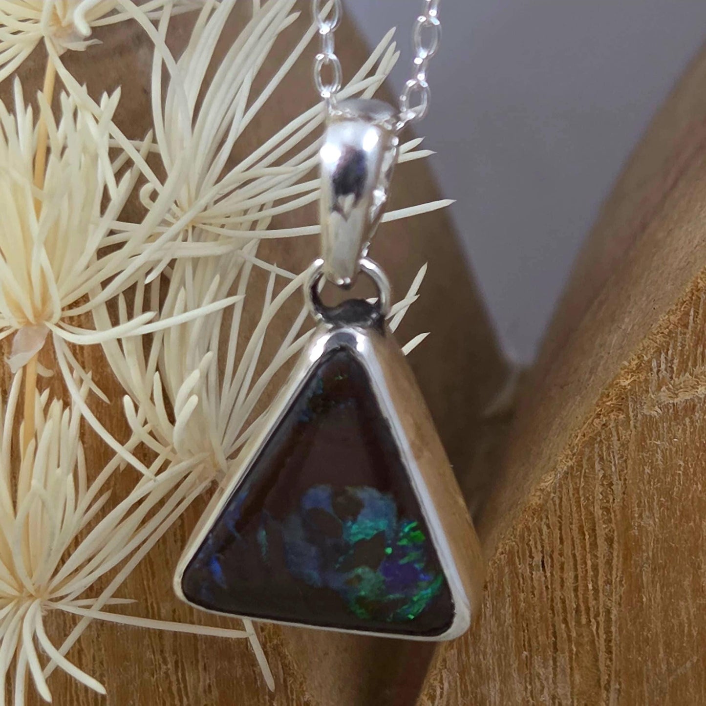Australian Boulder Opal Pendant: Sterling Silver Gemstone, October Birthstone Jones Stones