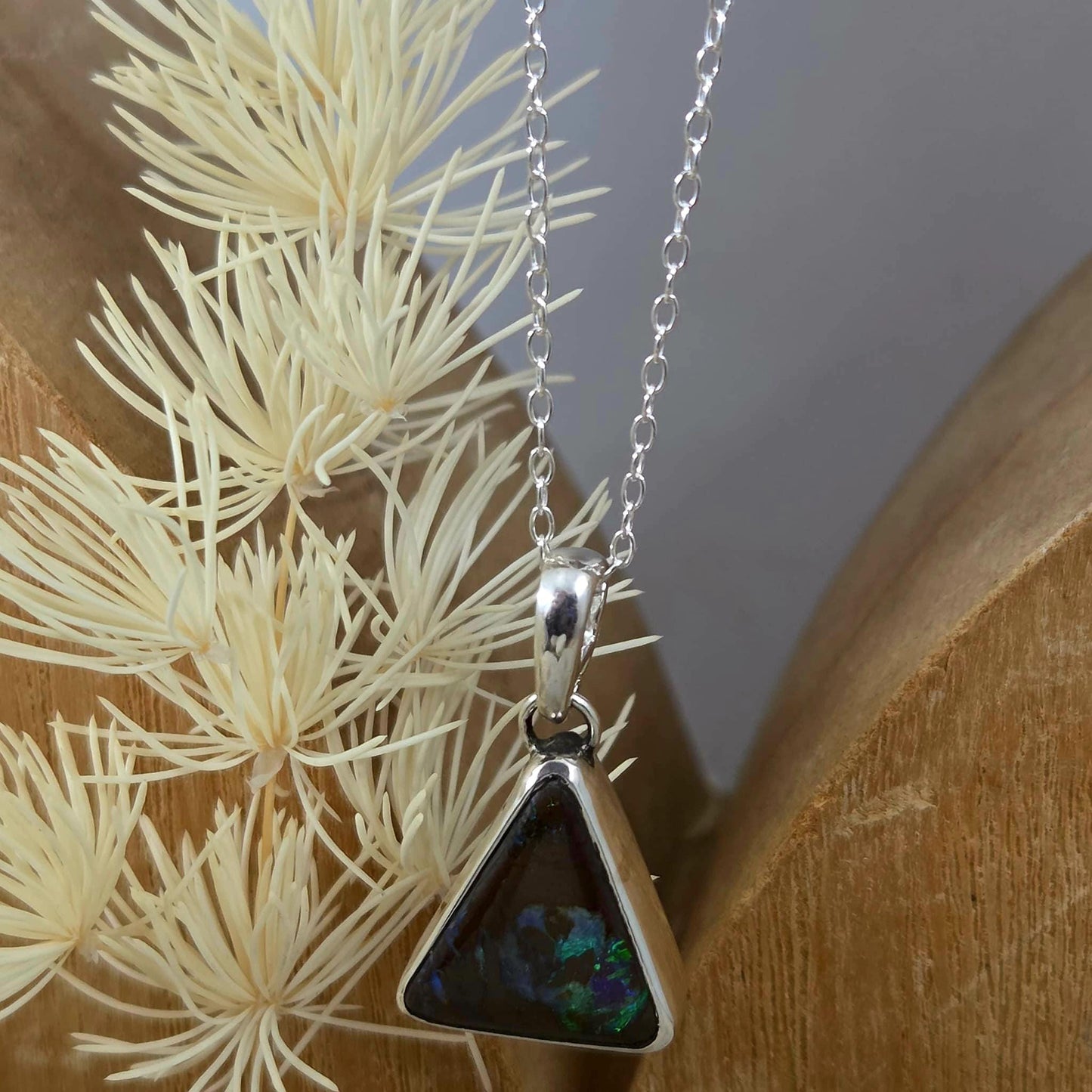 Australian Boulder Opal Pendant: Sterling Silver Gemstone, October Birthstone Jones Stones