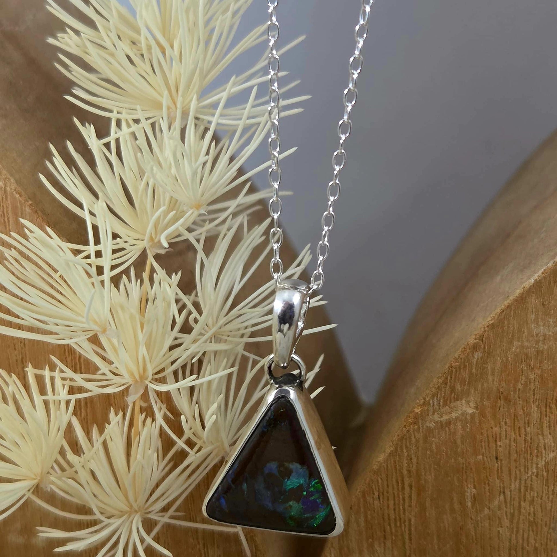 Australian Boulder Opal Pendant: Sterling Silver Gemstone, October Birthstone Jones Stones