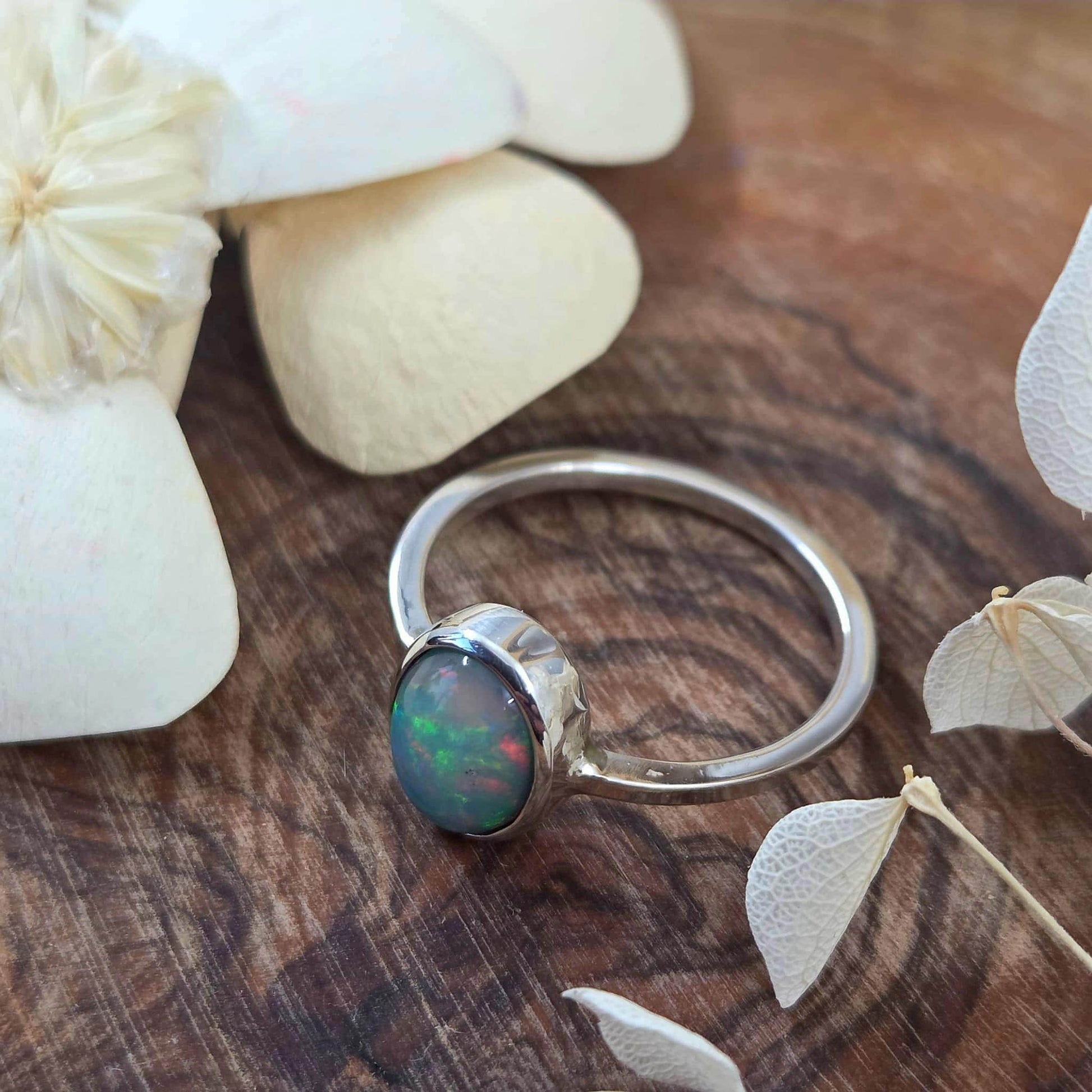 Welo Opal Sterling Silver Ring - Size P Jones Stones