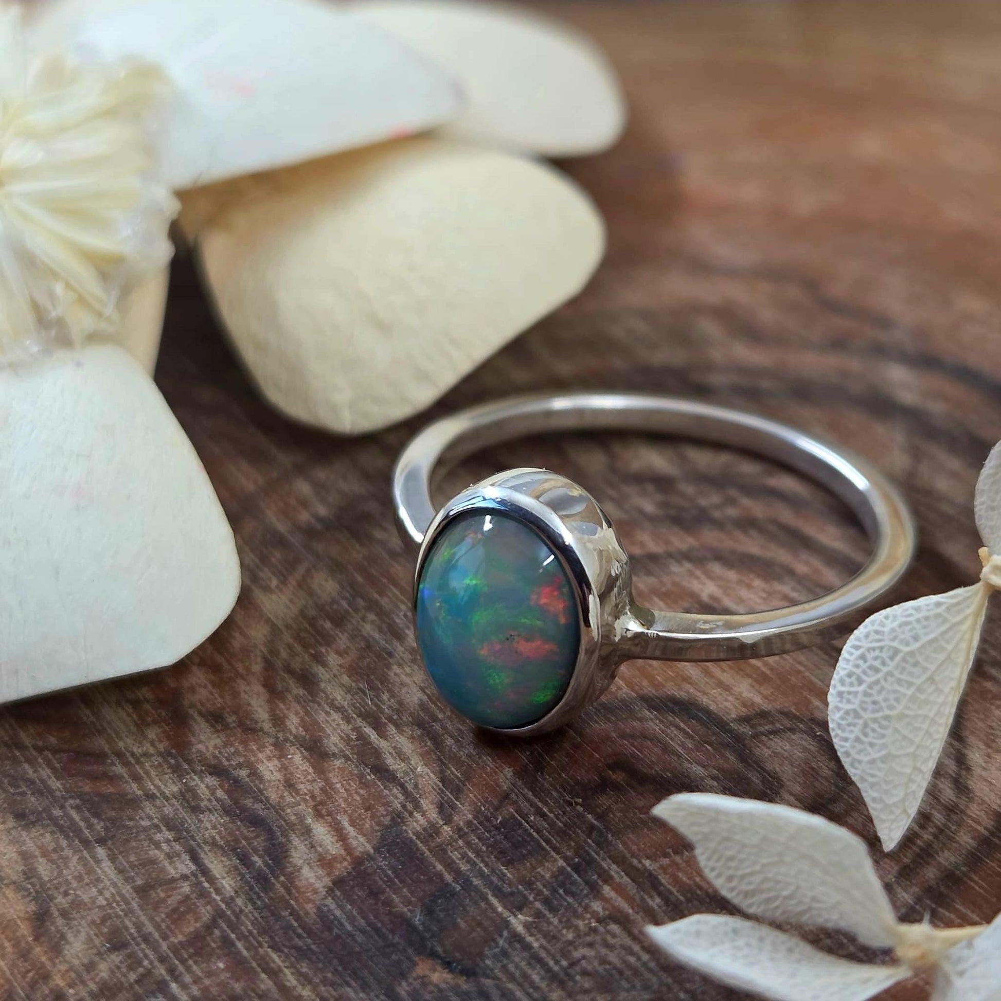 Welo Opal Sterling Silver Ring - Size P Jones Stones