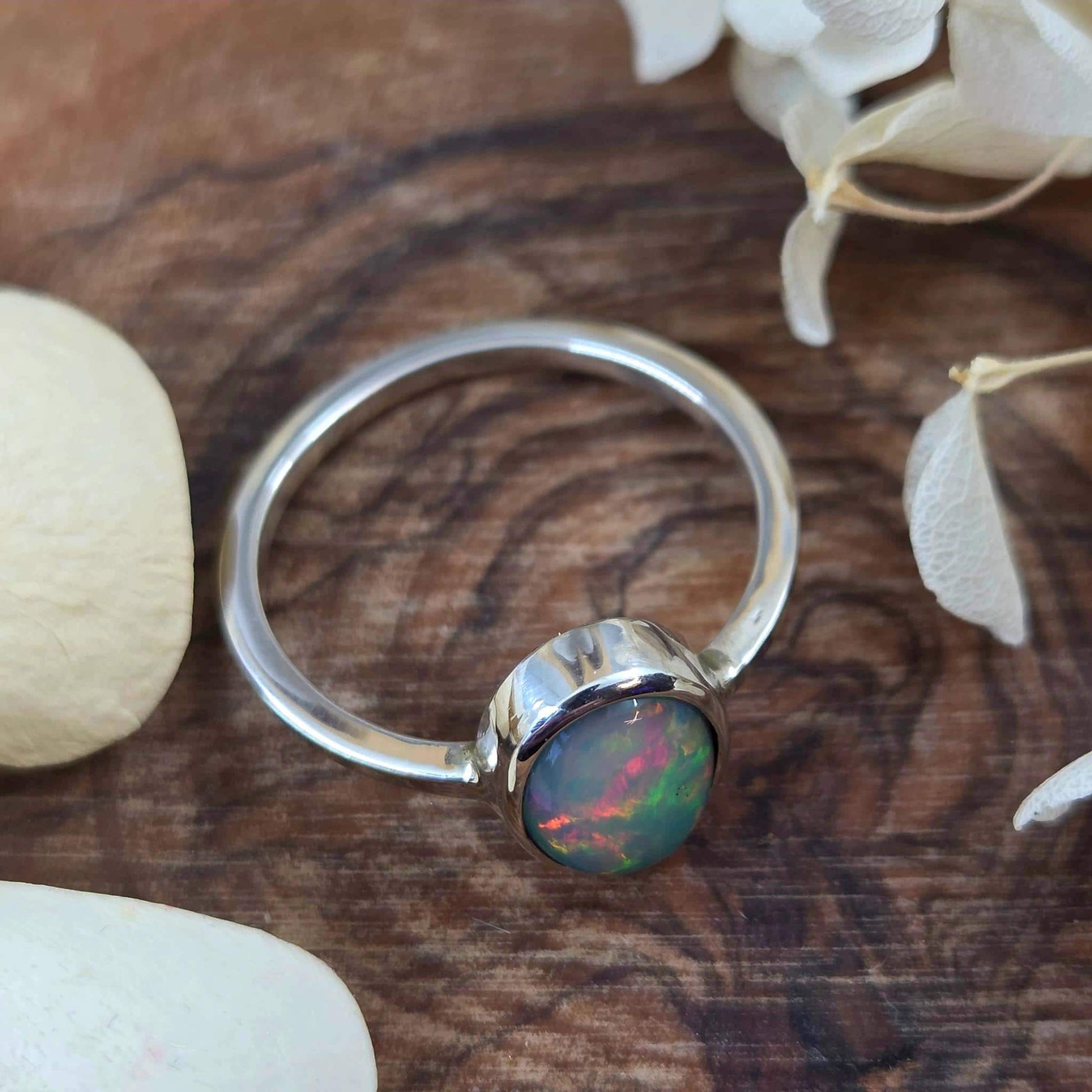 Welo Opal Sterling Silver Ring - Size P Jones Stones