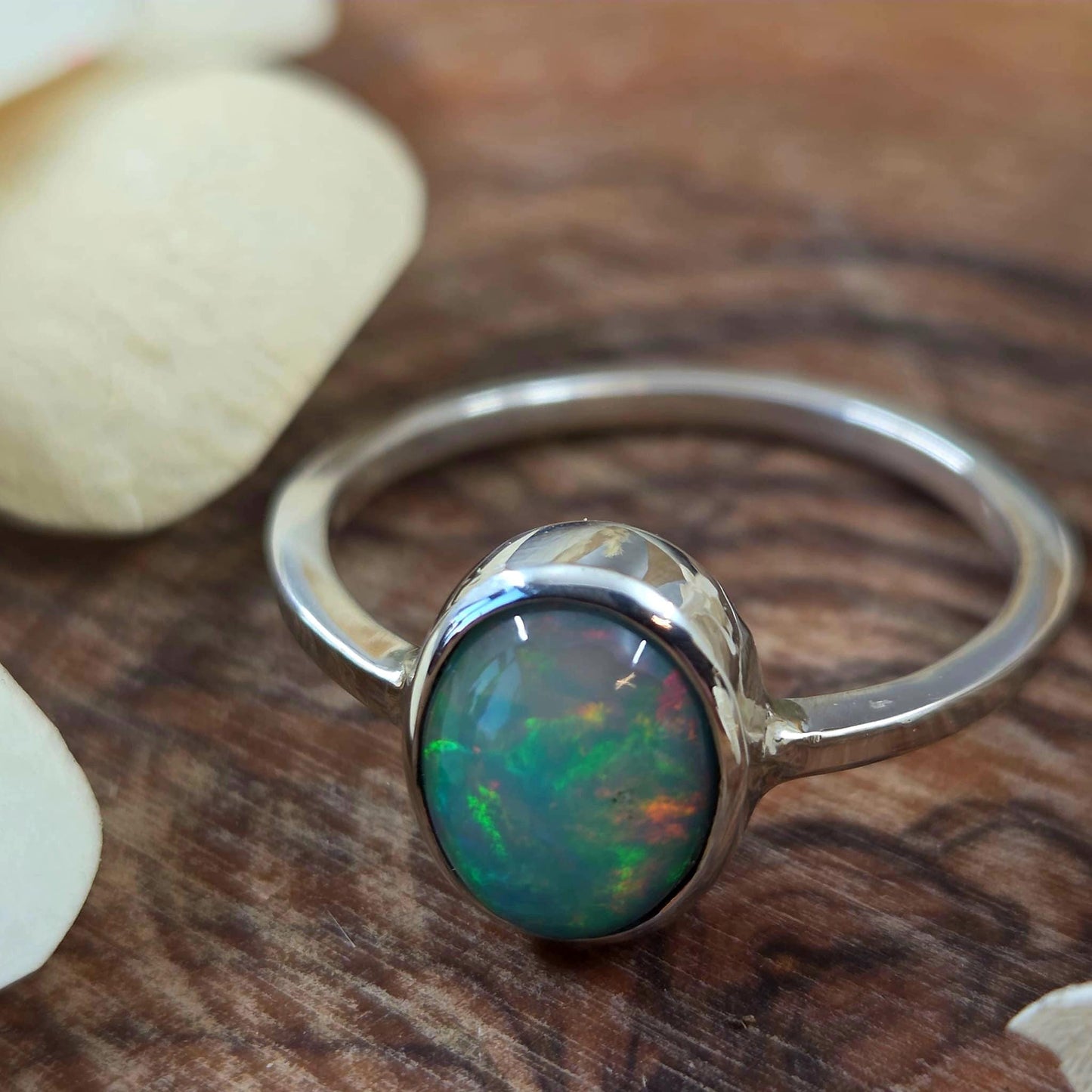 Welo Opal Sterling Silver Ring - Size P Jones Stones