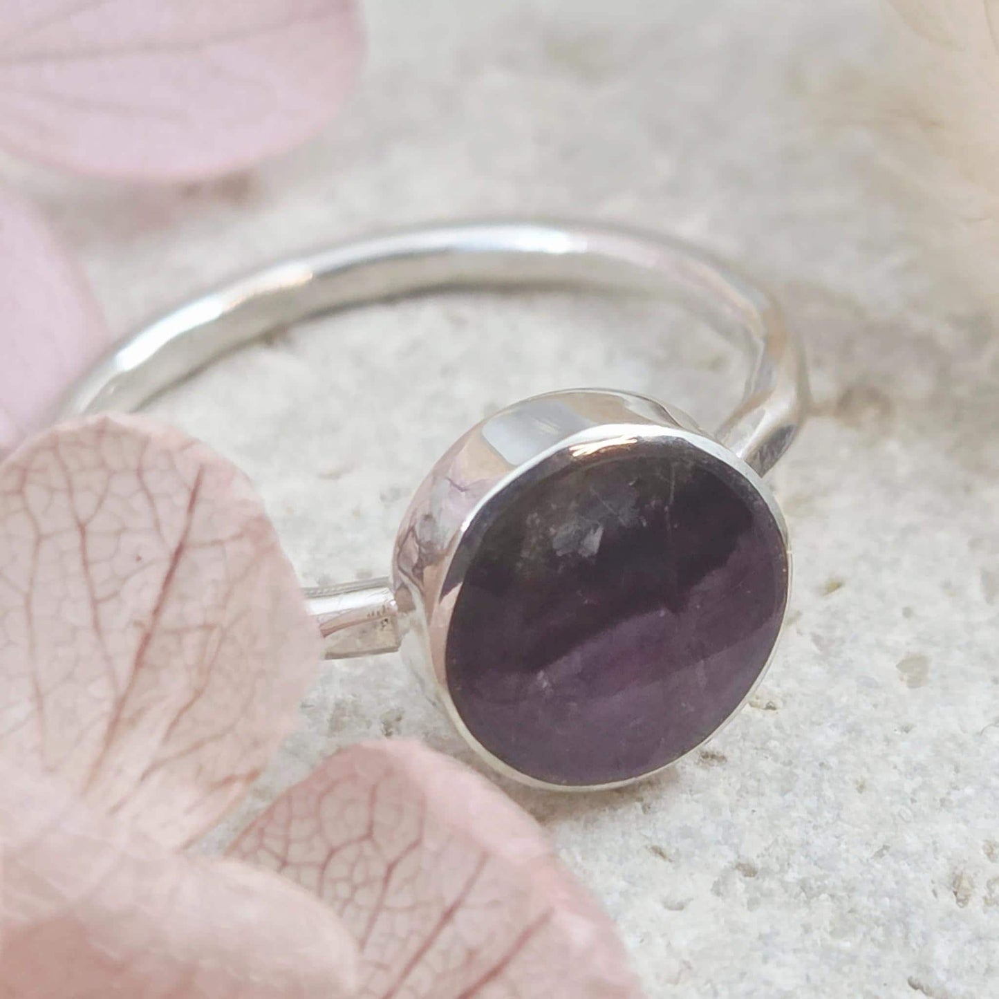 Sterling Silver Blue John Ring - Size P Jones Stones