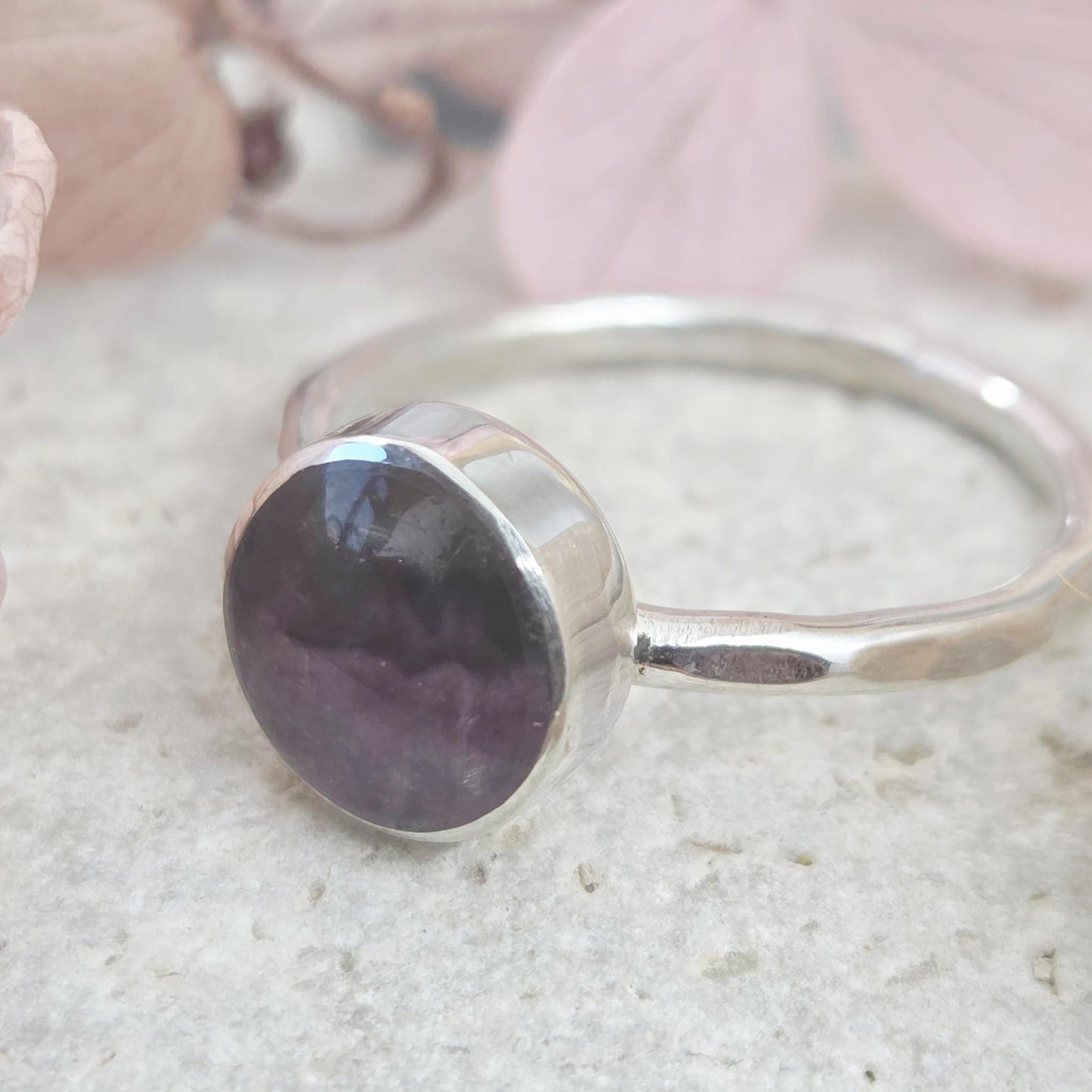 Sterling Silver Blue John Ring - Size P Jones Stones