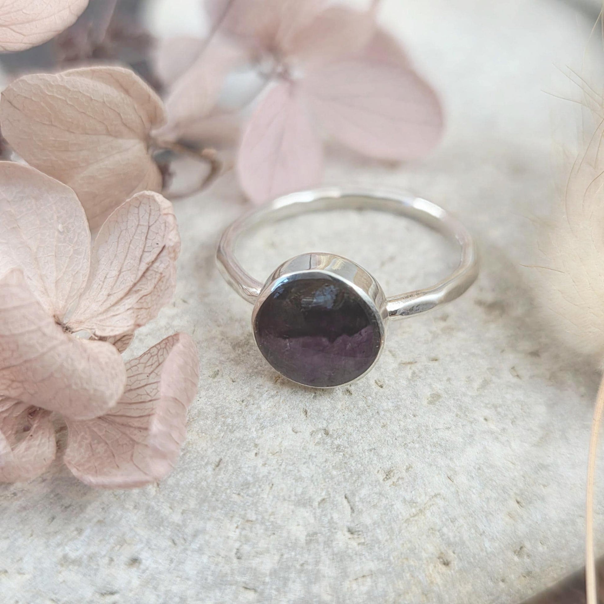 Sterling Silver Blue John Ring - Size P Jones Stones