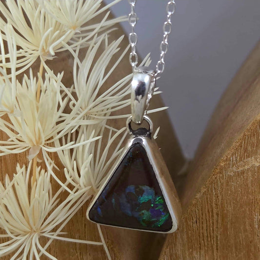 Australian Boulder Opal Pendant: Sterling Silver Gemstone, October Birthstone Jones Stones