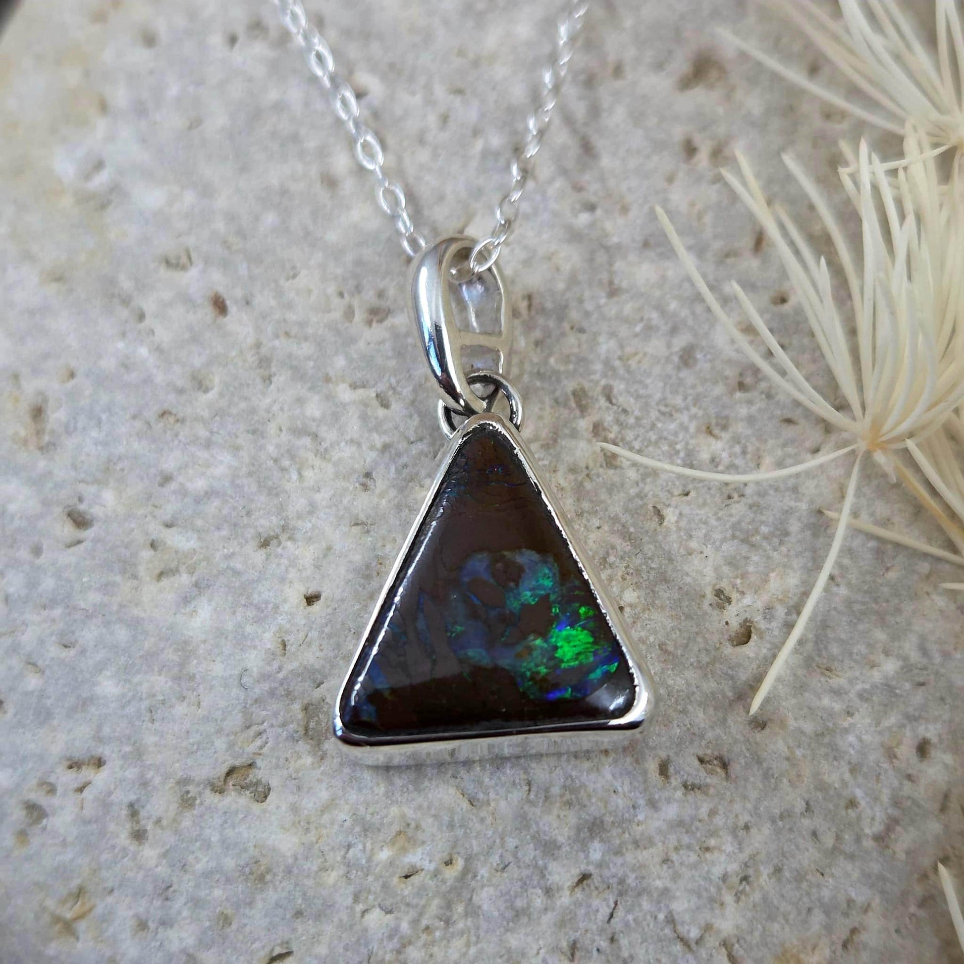 Australian Boulder Opal Pendant: Sterling Silver Gemstone, October Birthstone Jones Stones