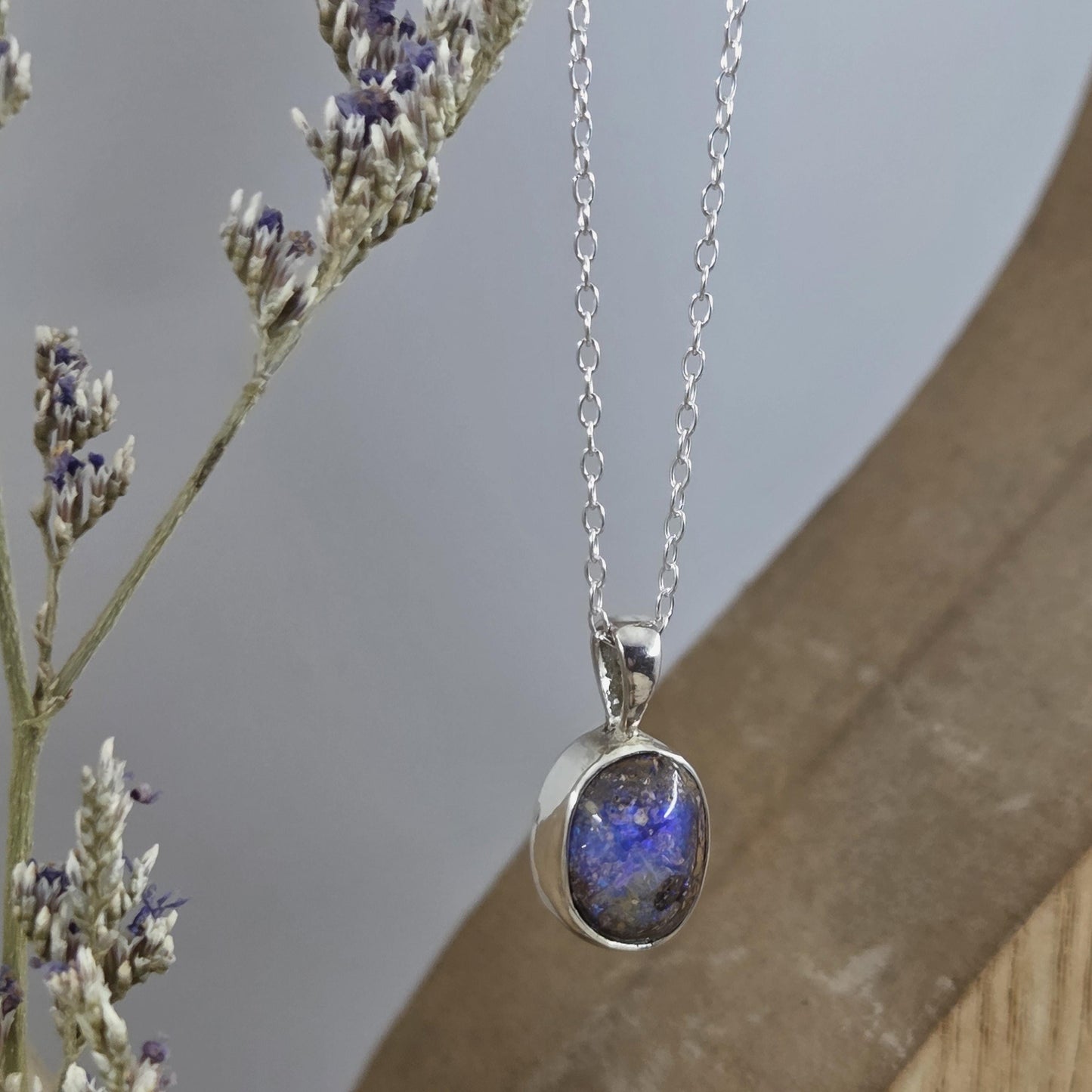 Australian Boulder Opal Pendant: Sterling Silver Gemstone, October Birthstone Jones Stones