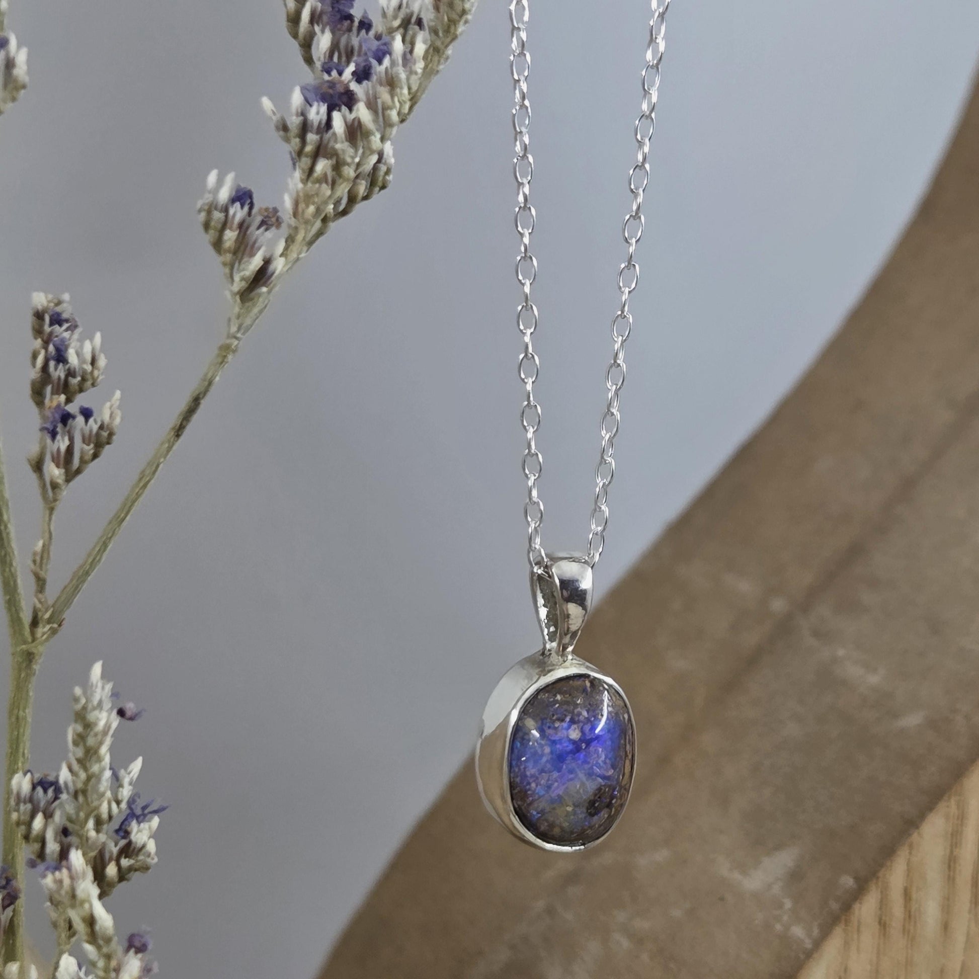 Australian Boulder Opal Pendant: Sterling Silver Gemstone, October Birthstone Jones Stones